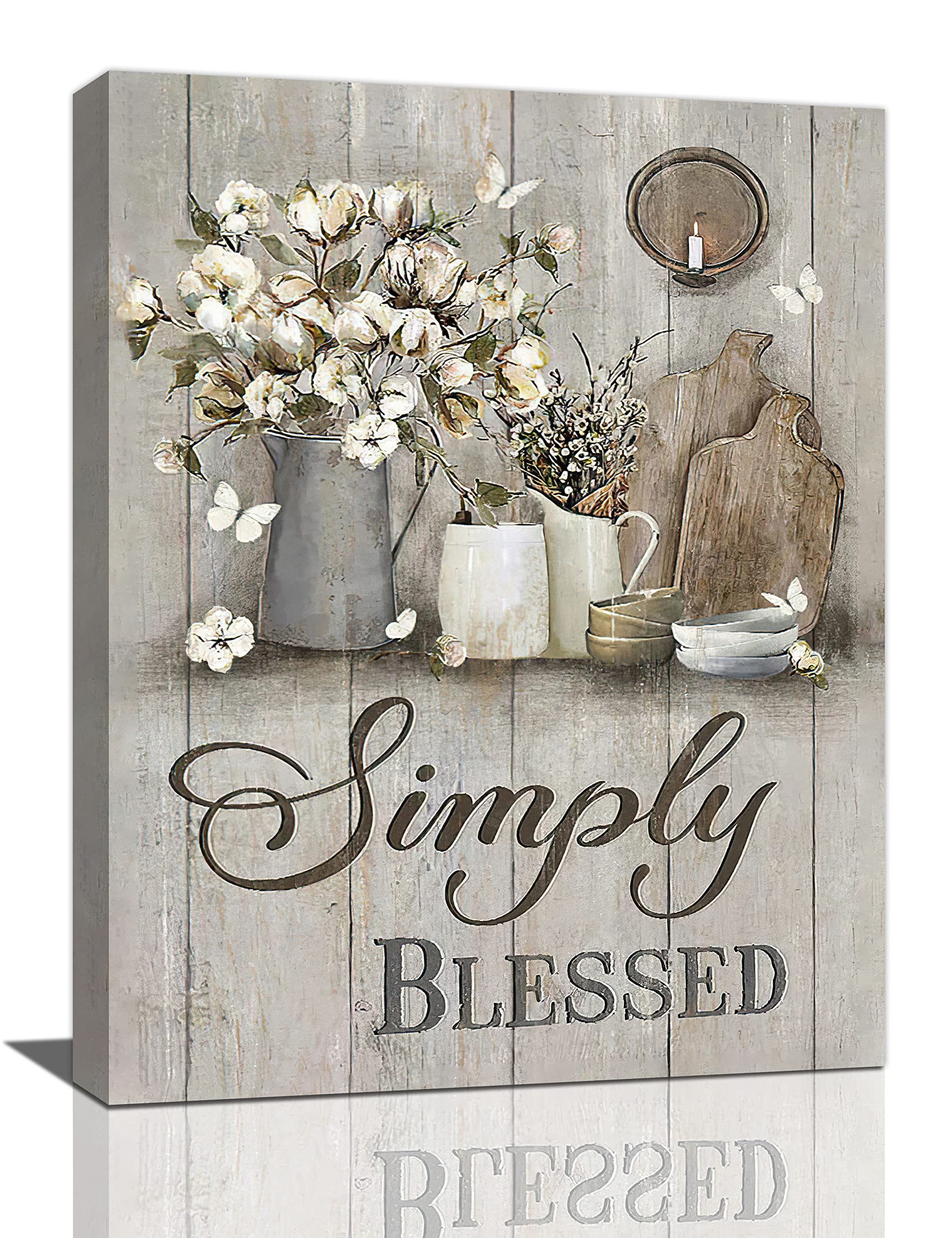Simply Rustic Cotton Rustic Art Stupell Industries Expressive Cotton Florals Blue