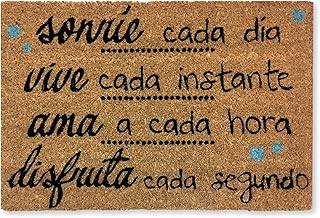 koko doormats Felpudo Entrada casa | Felpudo Original de Coco Natural “Sonríe. Vive, Ama” | Alfombra de Entrada Antidesliz...