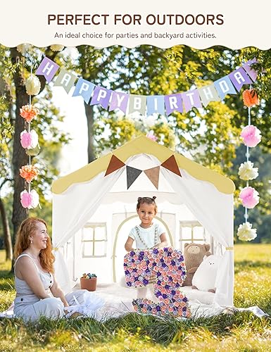 Miniatura 25 de Besrey Tienda de campaña para niños 2 en 1 con alfombrilla acolchada y luces, casa de juegos grande para niños con 2 puertas y 4 ventanas