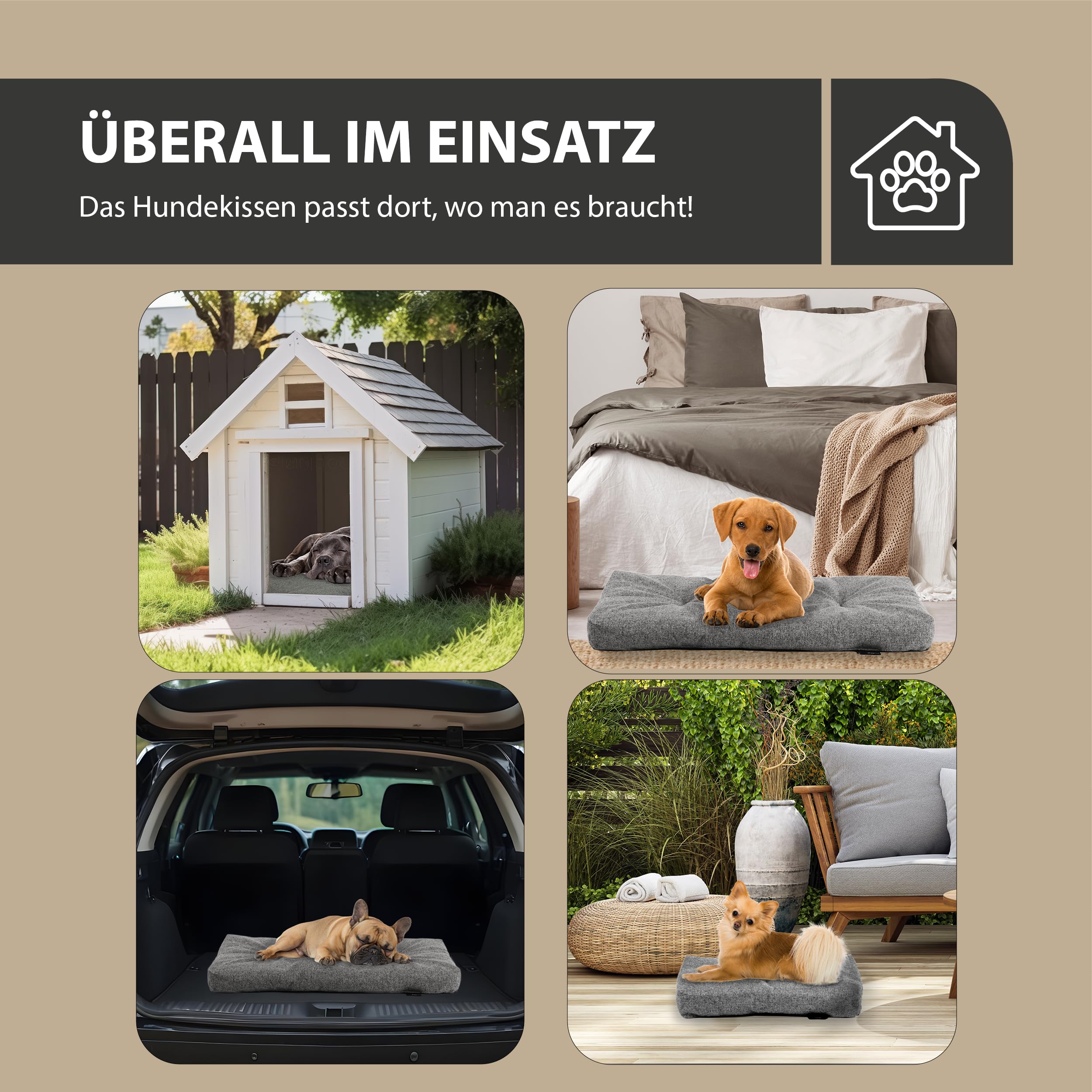 Rohrschneider Hundebett, Anti-Rutsch, kl., mittelgr. & gr. Hunde, Gr.3 grau