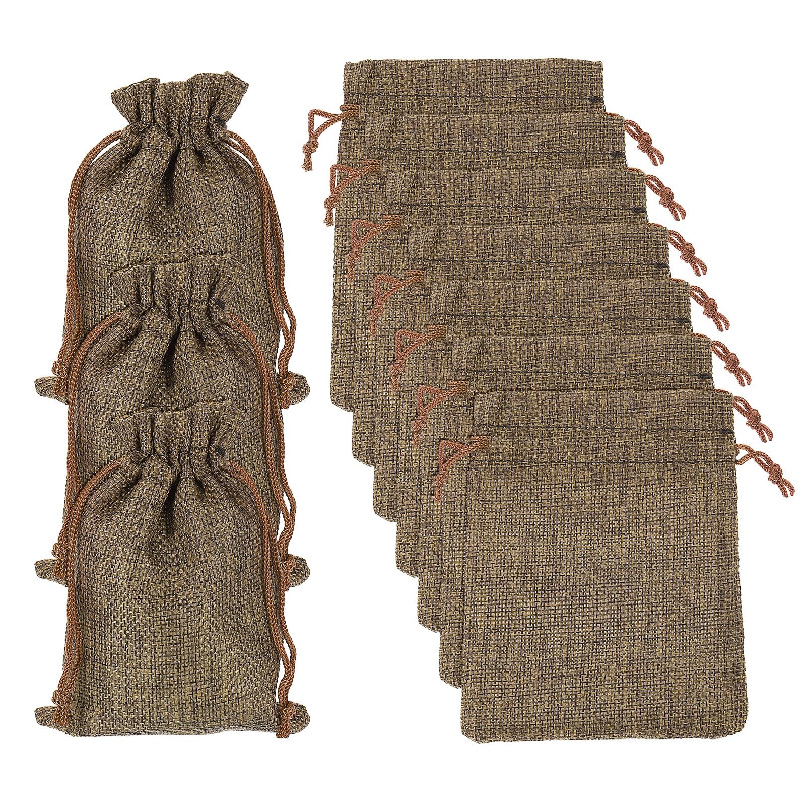 sourcing map 20 Pcs Burlap Bags with Drawstring, 4 x 5.5 Inch Favor Sacks Bag Jewelry Pouches for Christmas Thanksgiving Birthday Wedding Party Gifts Bags, Coffee