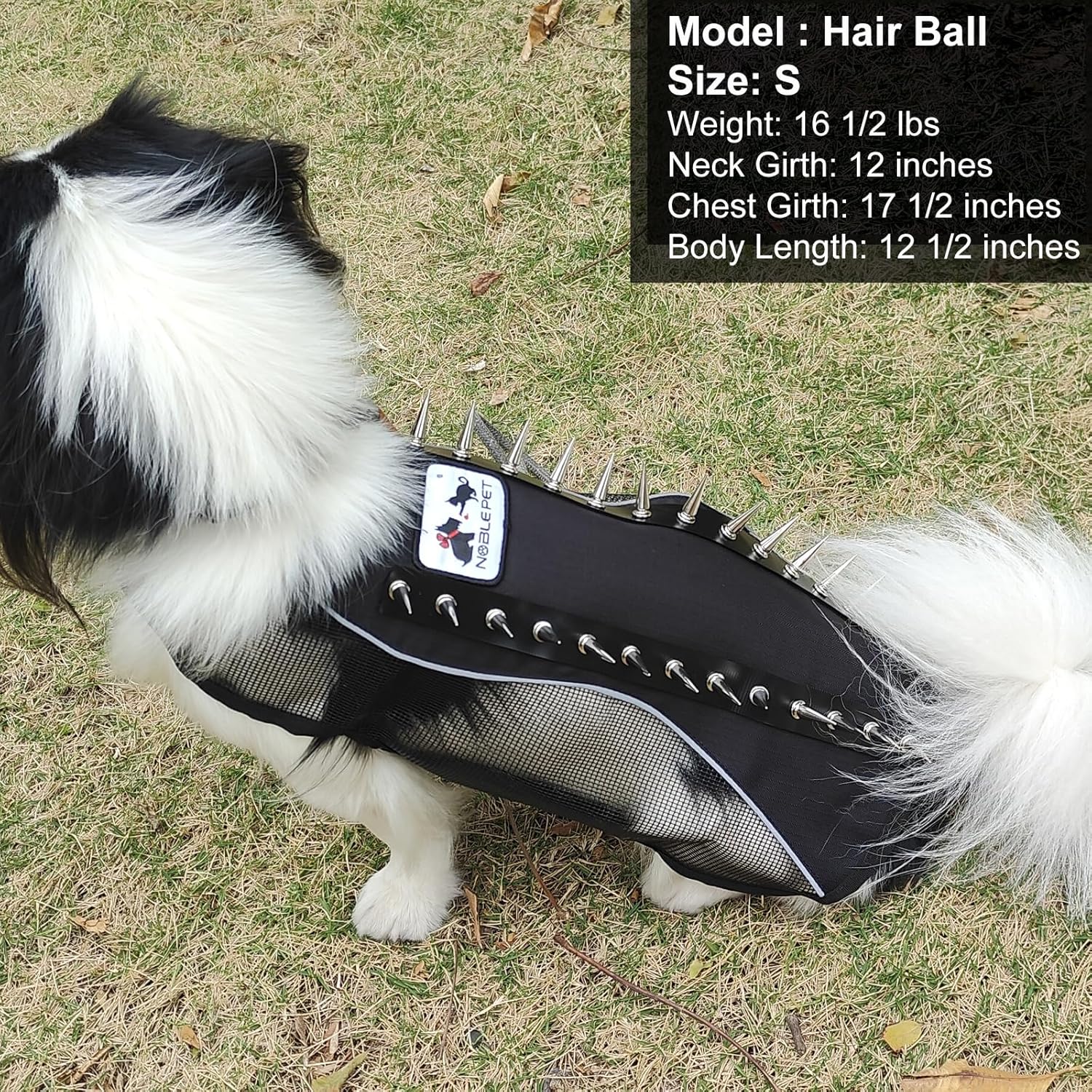 Spike Mesh Dog Harness - Reflective Summer Jacket, Waterproof Coat, Cool Protection for Small to Large Dogs - Black Medium