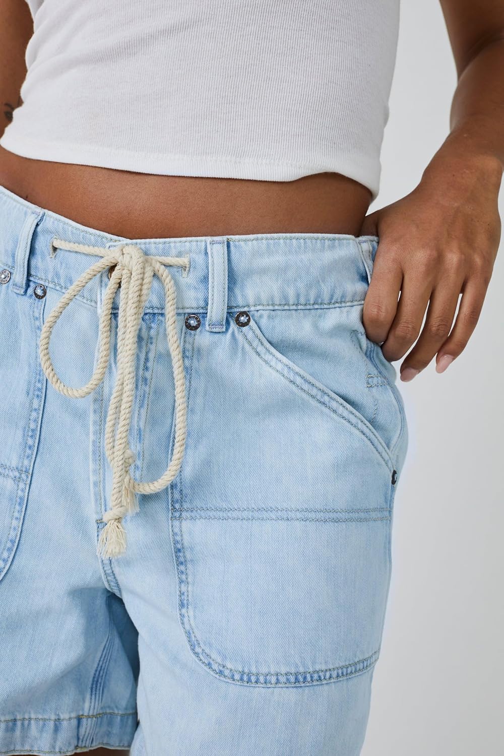 LifeShe Women's Summer Denim Shorts Casual Elastic Waist Jean Shorts with Drawstring - Image 4