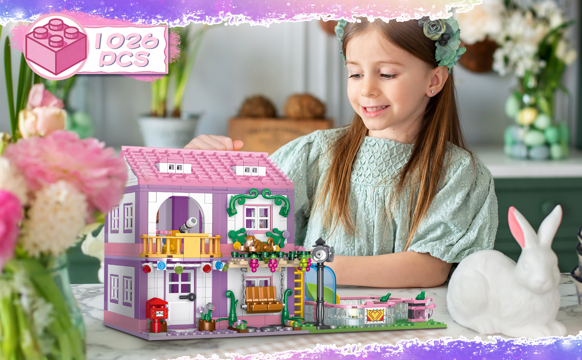 Amazon.com: Pink Girls Summer Villa Friends Building Block Set