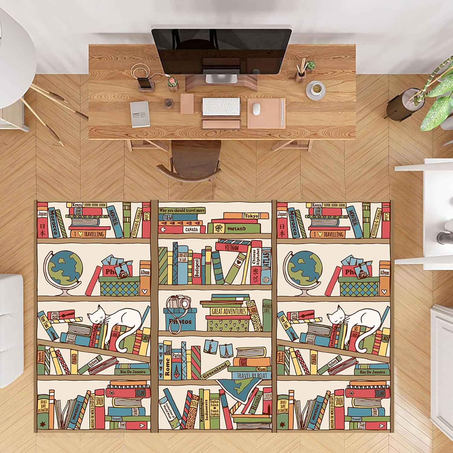 Classroom Decorations Rug, 3x5ft, Back to School Decoration Library Comic Doodle of Books Reading Home Decor Rugs, Durable Non-Shedding Soft Teacher Rugs for Classroom Nursery Rug