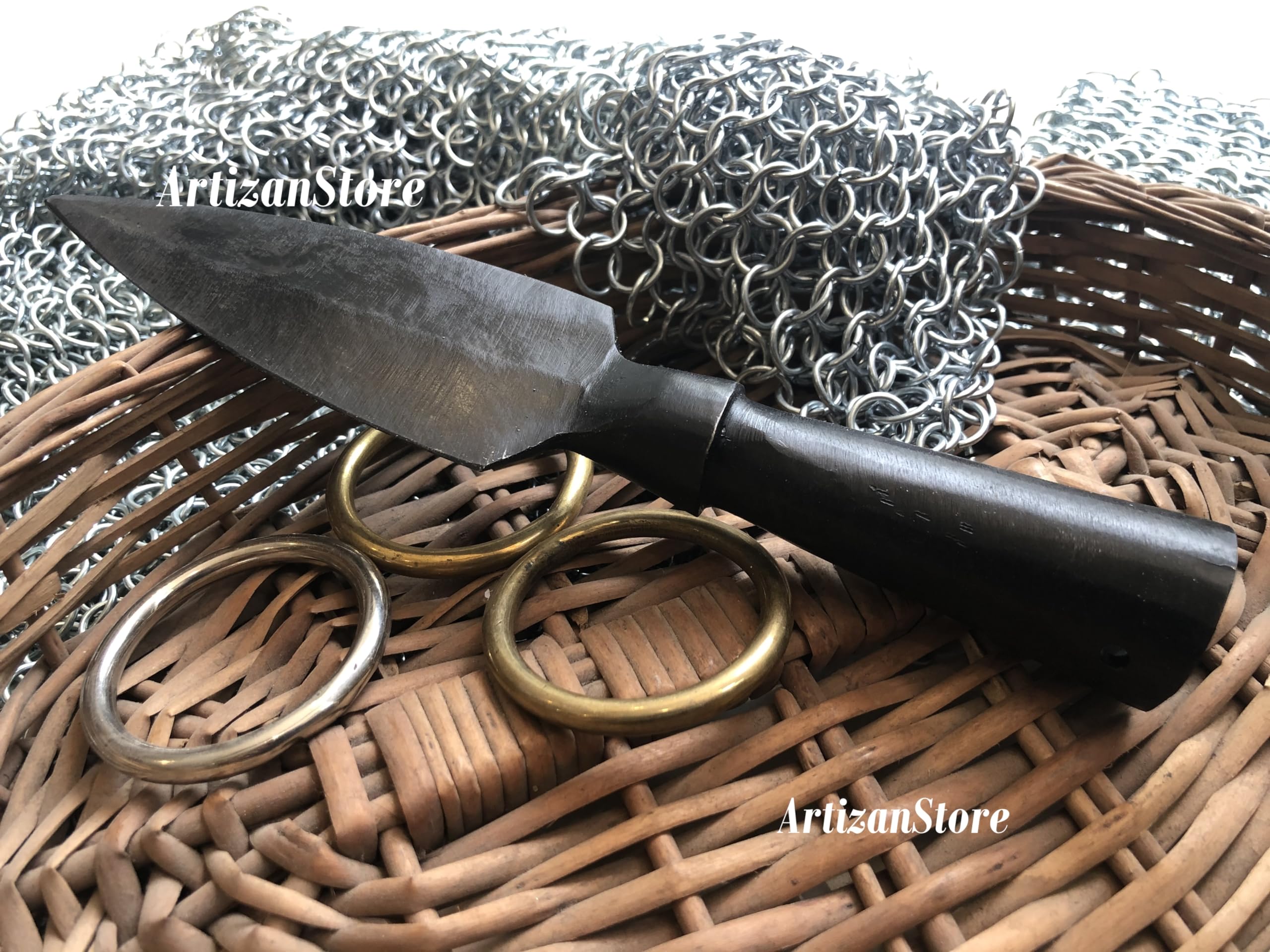 ARTIZANSTORE Forgiato A Mano Saga Vichingo Ferro Lancia Testa Riproduzione Romana O Medievale Acciaio Punta di Lancia (15 '', Nero Antico)
