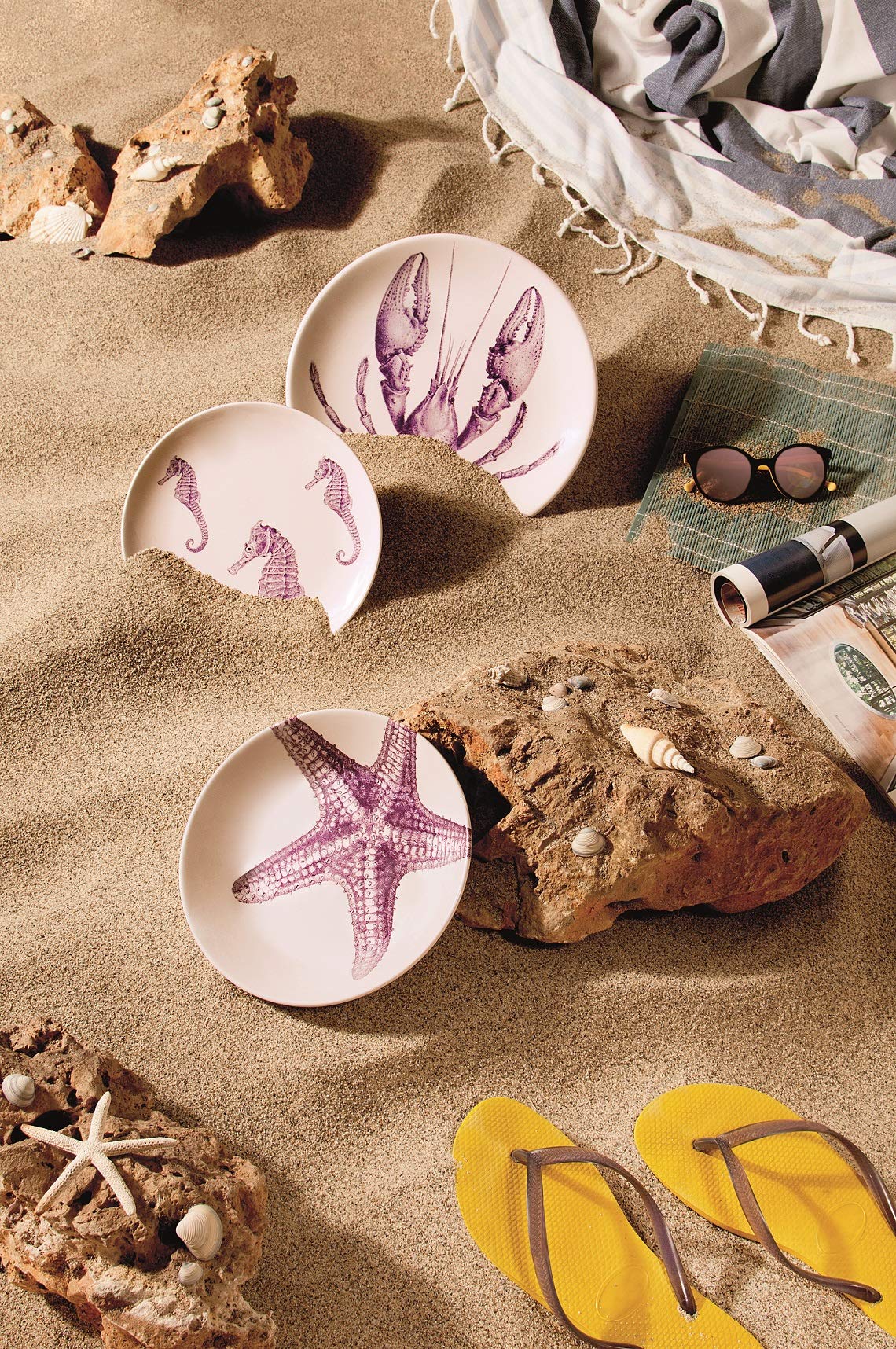 Excelsa Flora & faune Service Assiettes, céramique, multicolore
