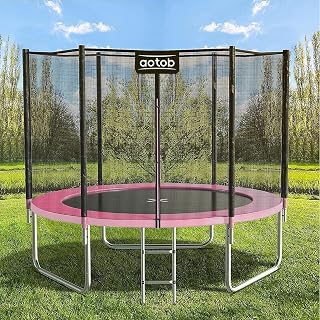 AOTOB 8 FT Trampoline Safety Enclosure Net Combo Bounce Jump for Kids Outdoor with Spring Pad Waterproof Jump Mat & Ladder(Prime)