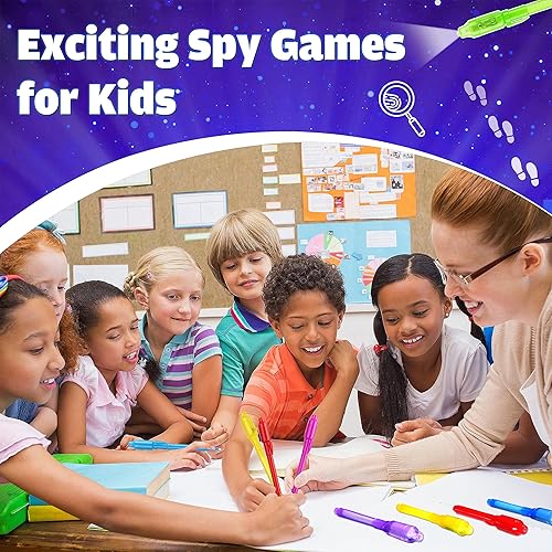 Miniatura 6 de Bolígrafo de tinta invisible, 28 bolígrafos espía para niños con marcador mágico de luz UV para mensaje secreto, recuerdos de fiesta de cumpleaños