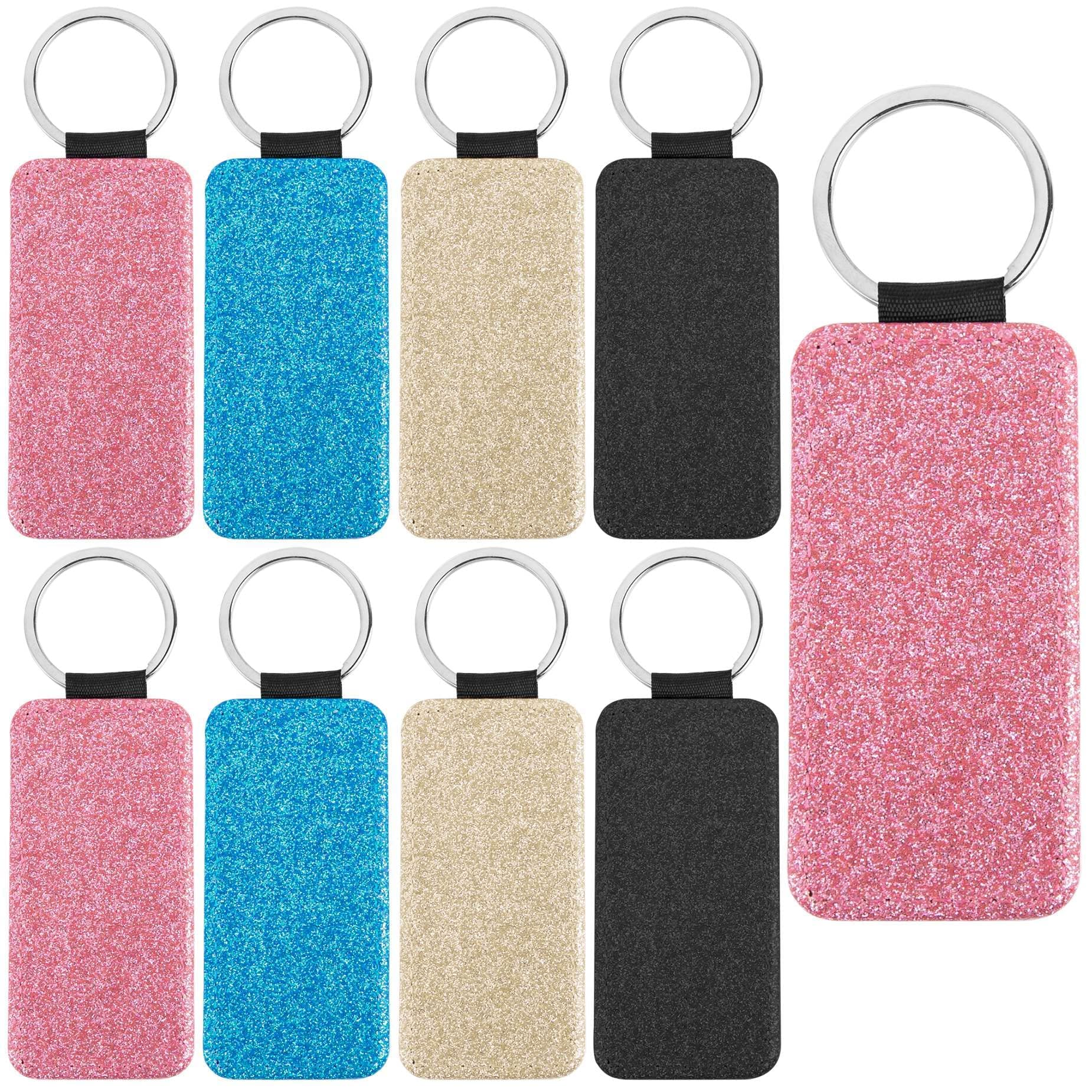 KASTWAVE 8 Pack Blank PU Leather Sublimation Keychains for DIY Crafting, Perfect for Custom Pendant Ornaments and Gifts