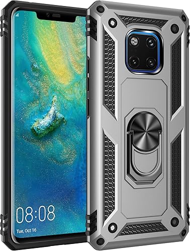 Funda compatible con Huawei Mate 20 Pro, compatible con Huawei Mate 20 Pro con soporte de anillo, fundas 2 en 1, color plateado