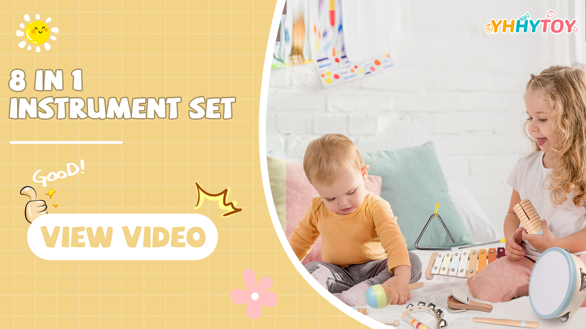 YHHYTOY Montessori Toys Wooden Baby Musical Instruments Set for Toddlers