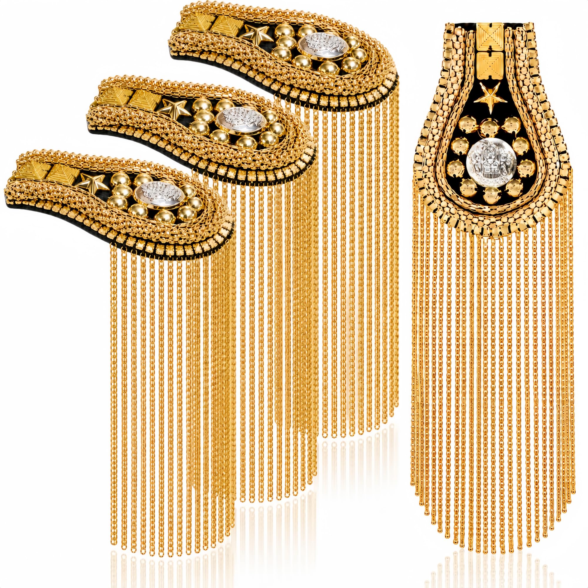 4 Pieces Halloween Gold Tassel Shoulder Epaulettes with Pins