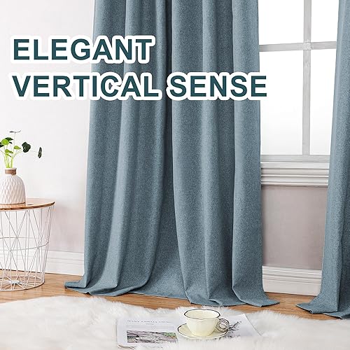 Miniatura 5 de FantasDecor Cortinas de ventana para sala de estar, dormitorio, lino suave y grueso, pestaña trasera, bolsillo para barra, reducción de la luz,