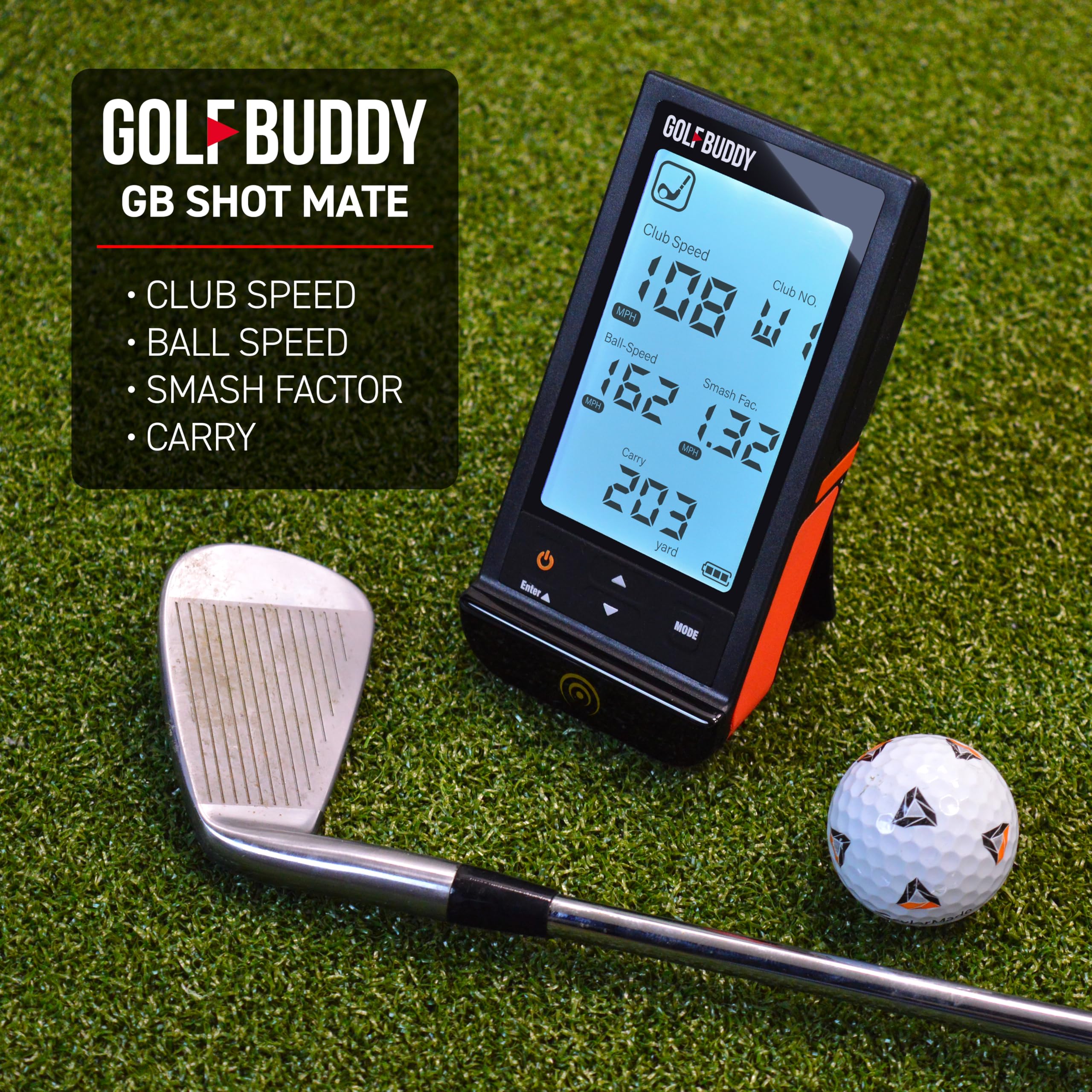 GolfBuddy Shot Mate Golf Launch Monitor für genaue Golftrainingsdaten, kompakte, radarbasierte tragbare Monitore für Schlägergeschwindigkeit, Ballgeschwindigkeit, Smash-Faktor und Tragedistanz