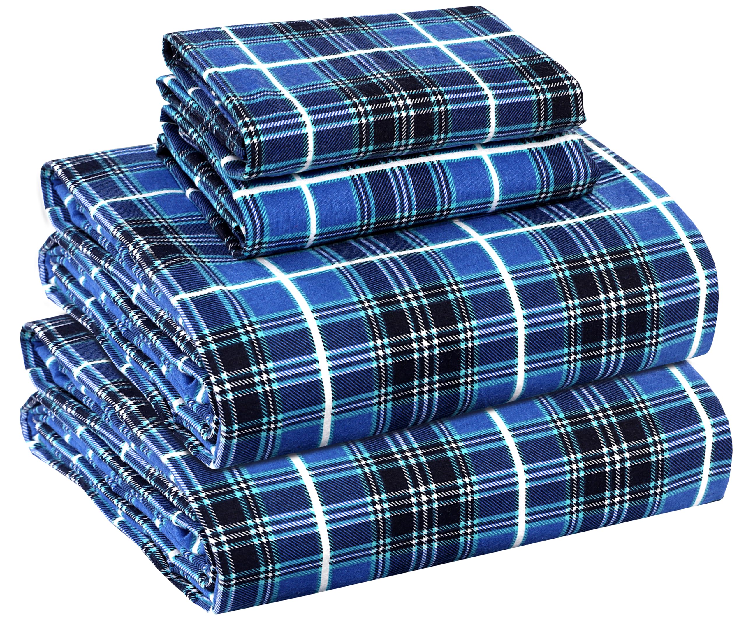 RUVANTI Flannel Sheets Full Size - 100% Cotton Double Brushed Bed Sheets Set, Deep Pockets 16 Inches, All Seasons Breathable & Extra Soft Full Sheets,