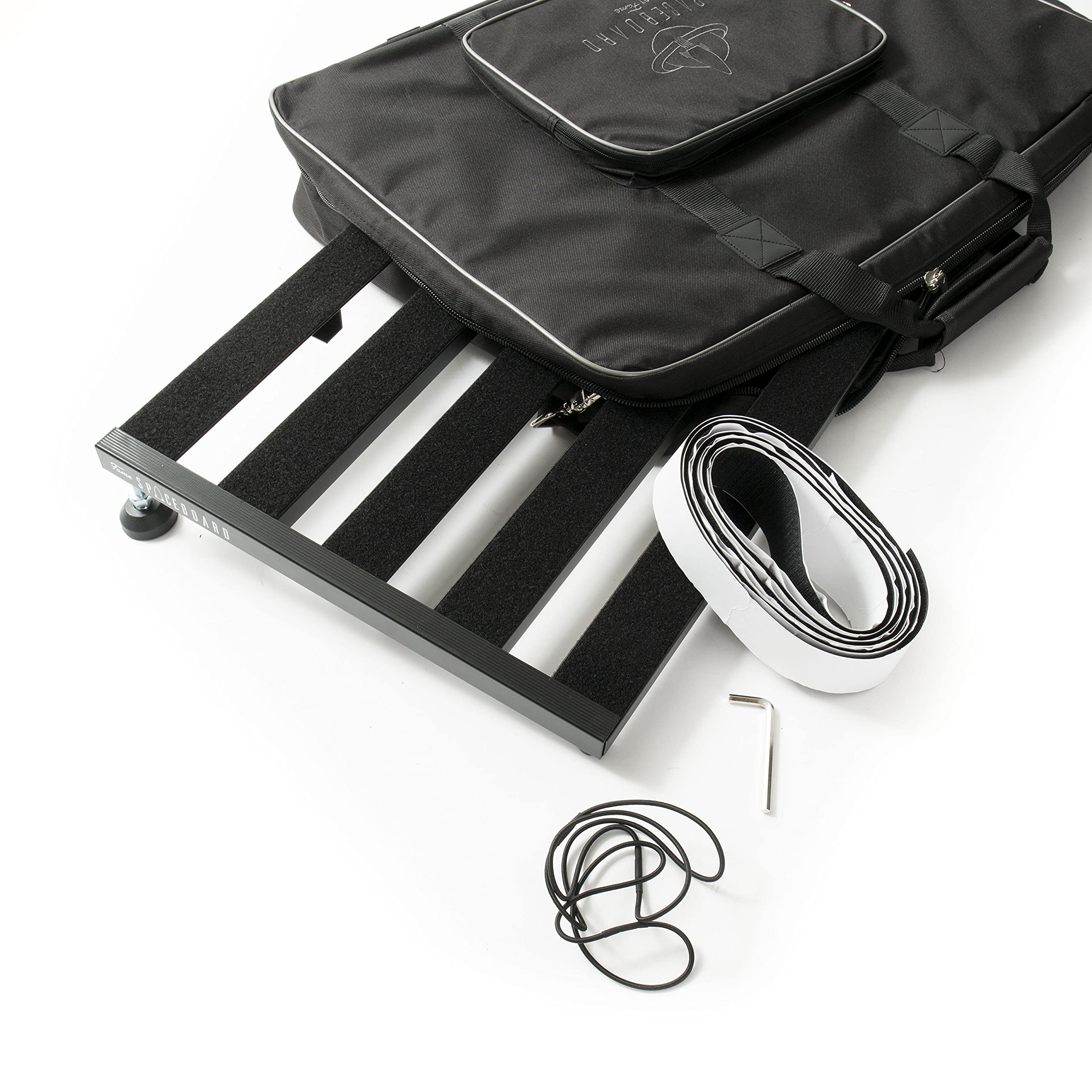 Fame Pedalboard, Board aus pulverbeschichtetem Aluminium mit 5 Streben für 10 Effektpedale, Gigbag mit Zubehörfach, Spaceboard 60 L