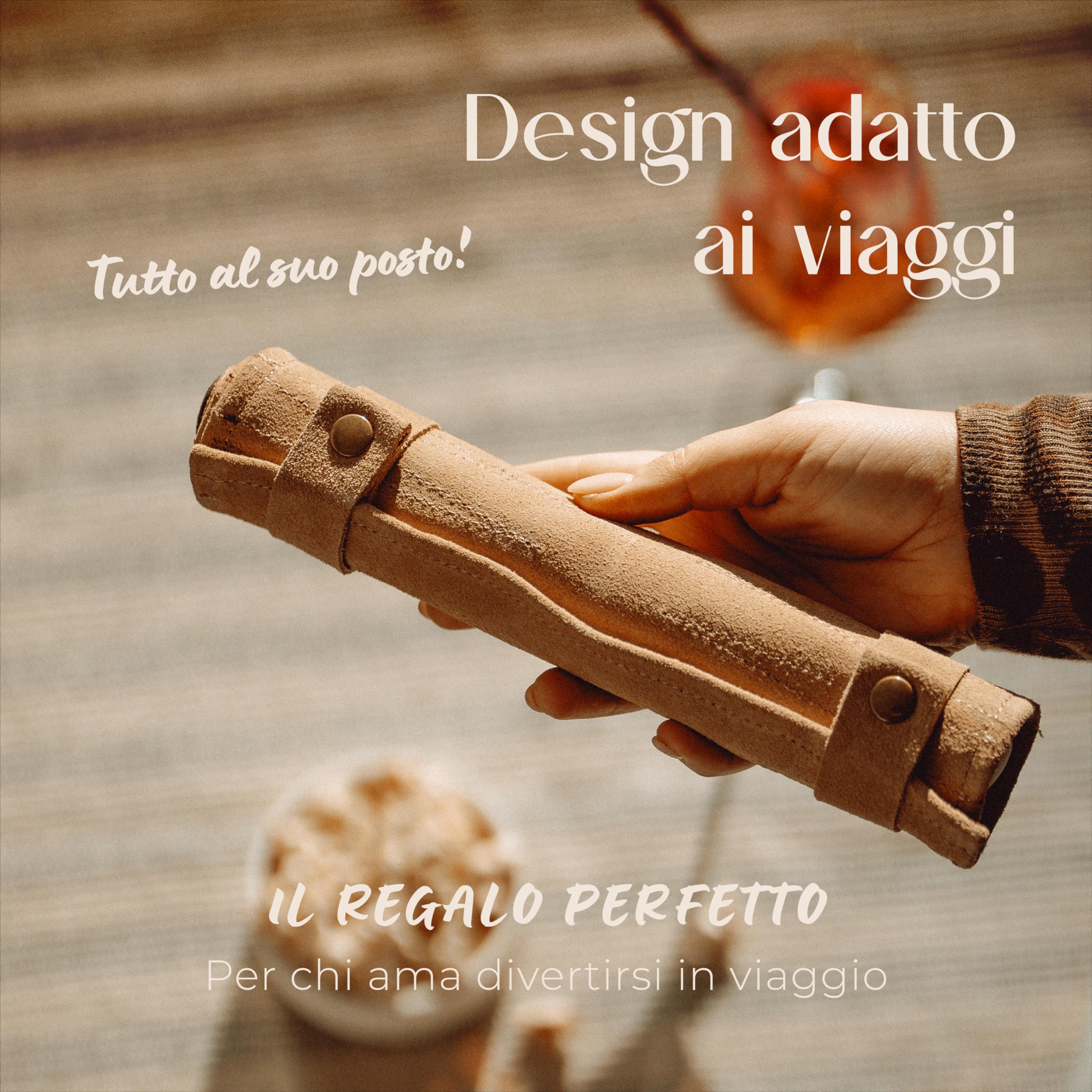Amari ® Backgammon da viaggio in 100% pelle – Backgammon pieghevole per viaggi e viaggiare – Back Gammon di alta qualità valigia gioco da viaggio in pelle