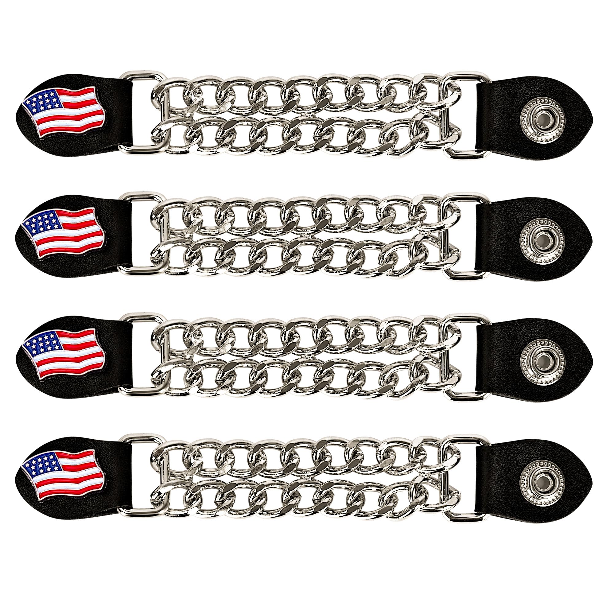 Motorcycle Vest Extenders for Men &amp; Women - 4 PCS Leather Vest Extensions for Biker - Durable Double Chrome Chains