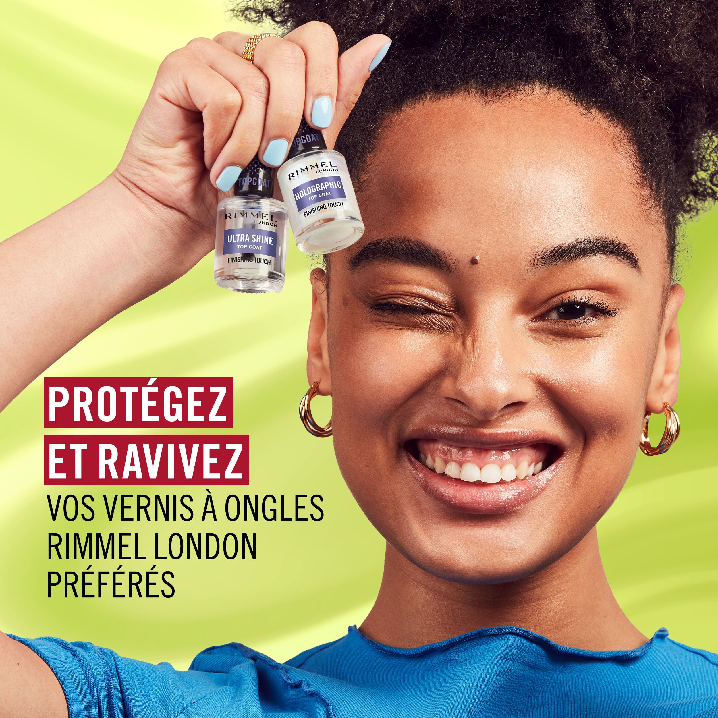 Rimmel London Ultra Shine Vernis top coat, effet ultra-brillant, fait durer la manucure, protège et sublime le vernis à ongles, formule vegan, 12 ml
