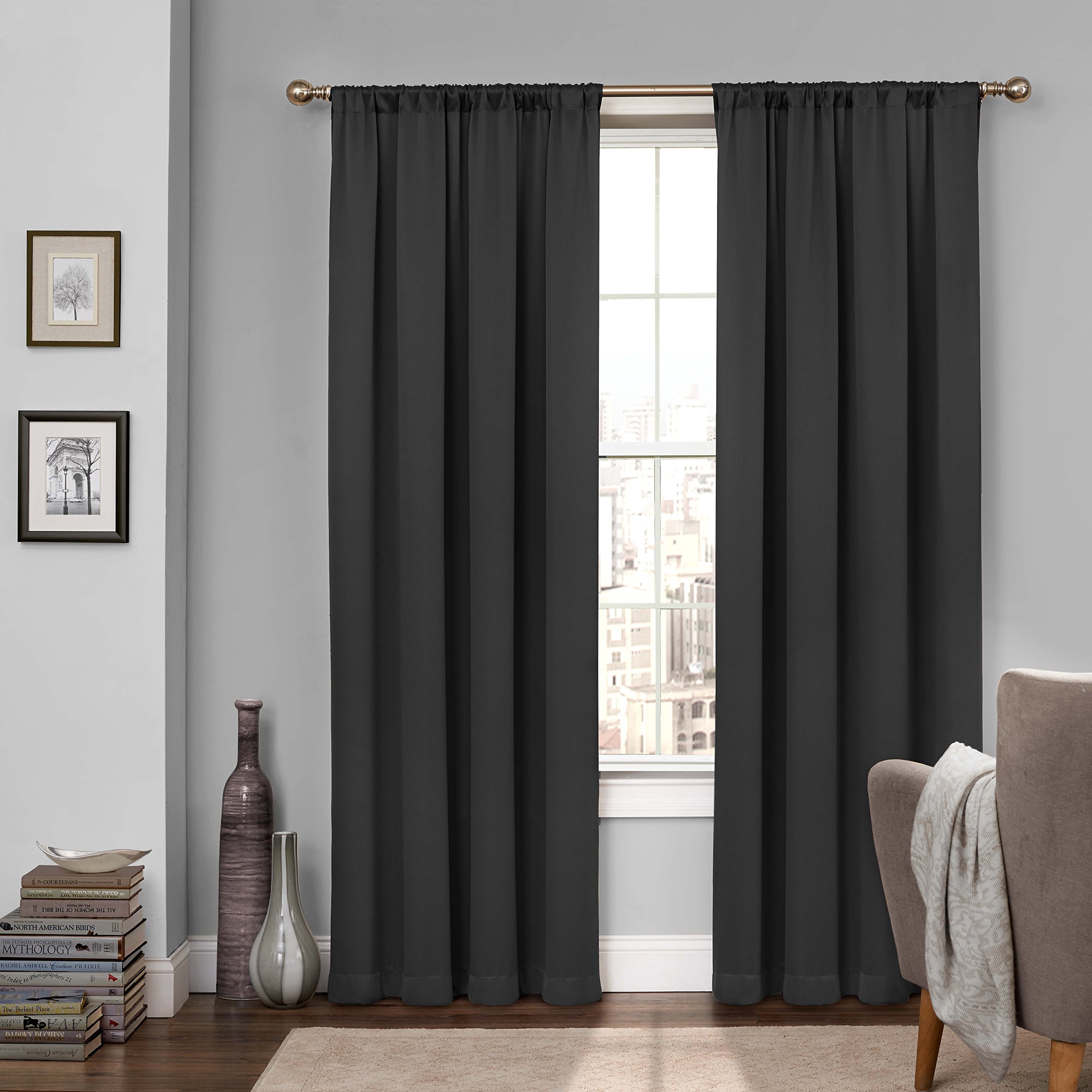 Thermique Window Panel Paire Eclipse Tricia rideaux noirs 132x160 cm pour habiller vos fenêtres