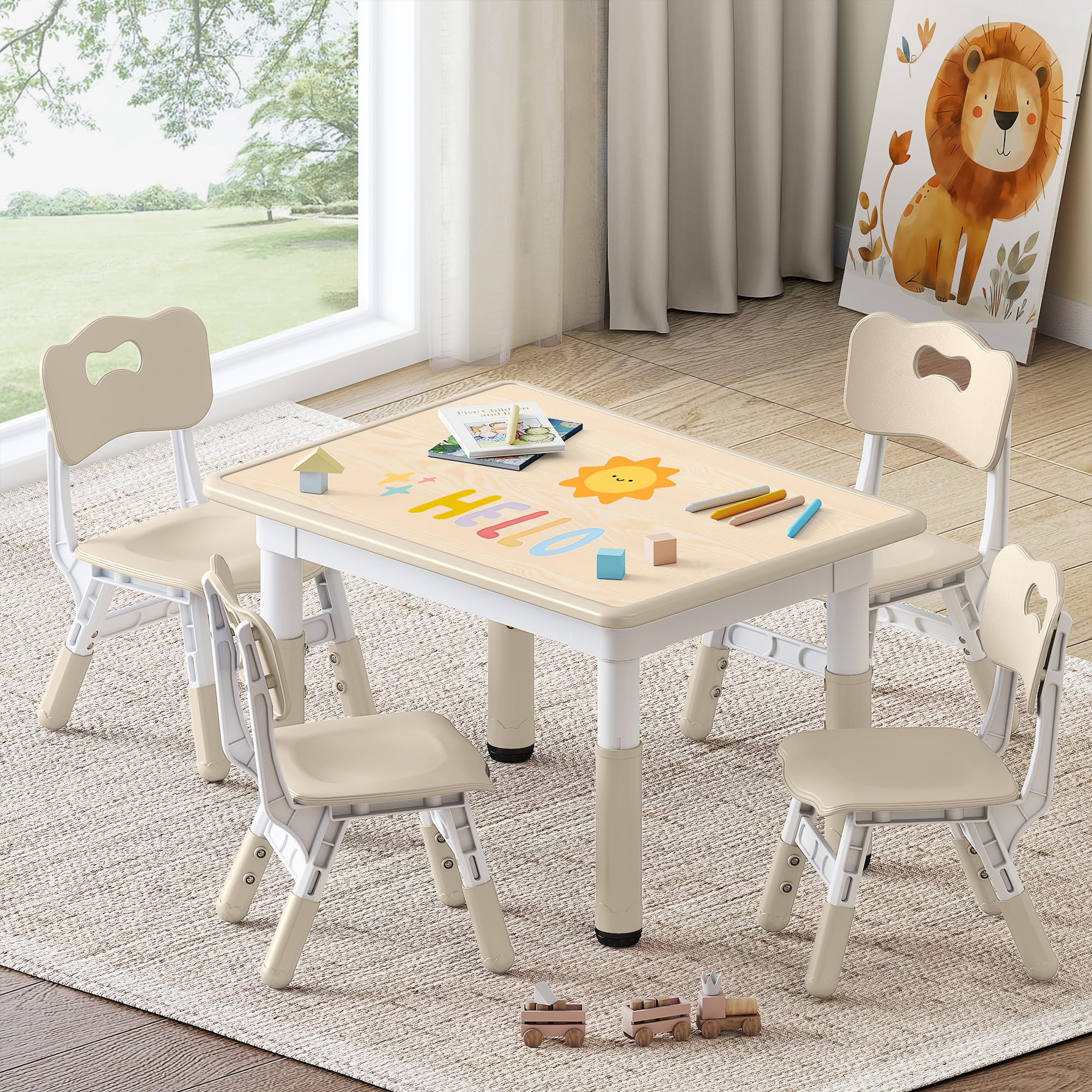 GITAWUSA 4-Seat Plastic Table and Chair Set
