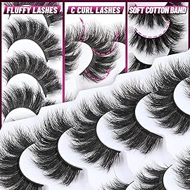 Veleasha False Eyelashes Wispy Faux Mink Lashes Fluffy Handmade Fake Eyelashes Natural Look 7 Pairs Pack Luxury Cat Eye Lashes (801)