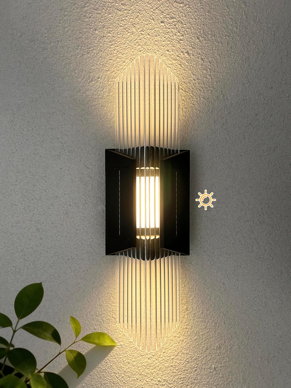 MVBT Solar Outdoor Wall Sconce Waterproof, 20.5" Large Front Porch Light Fixtures, 3000K LED Patio Wall Light Fixture, Modern Outdoor Sconce Lights for House, Exterior Garage Lighting Dusk to Dawn