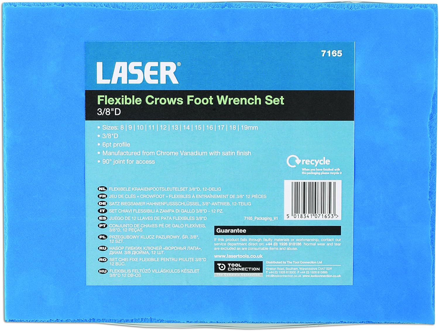 Laser 7165 Flexible Crows Foot Wrench Set 3/8"D 12pc