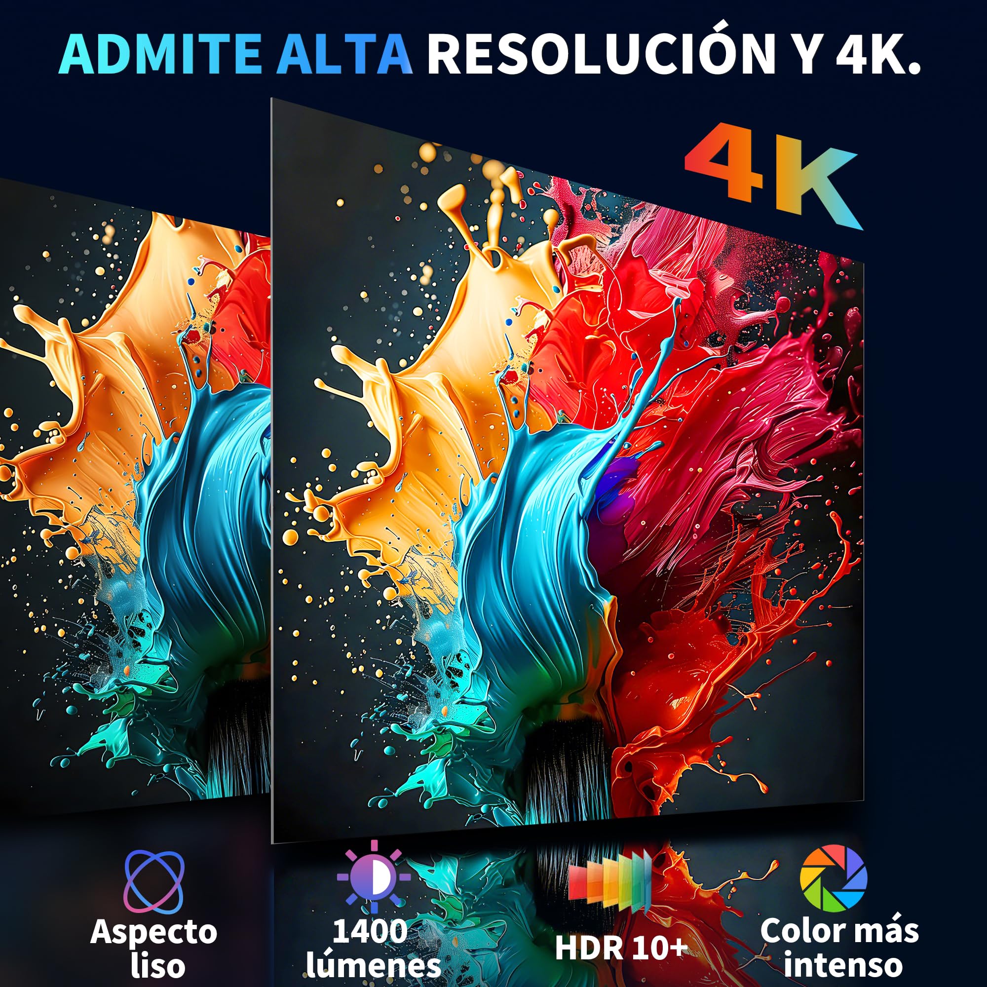 [2026 App Integrada] Mini Proyector 4K Support 1080p con WiFi 6 y Bluetooth 5.2 Proyector portátil con Enfoque automático y corrección Trapezoidal Compatibile con TV Stick/USB/PS5/Laptop,Blanco