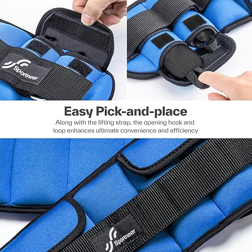 Miniatura 21 de Sportneer Upgrade Adjustable Ankle and Wrist Weights for Women and Men 1-7 lbs / 1-10 lbs Set Comfortable, Secure Fit for Walking, Running, Negro