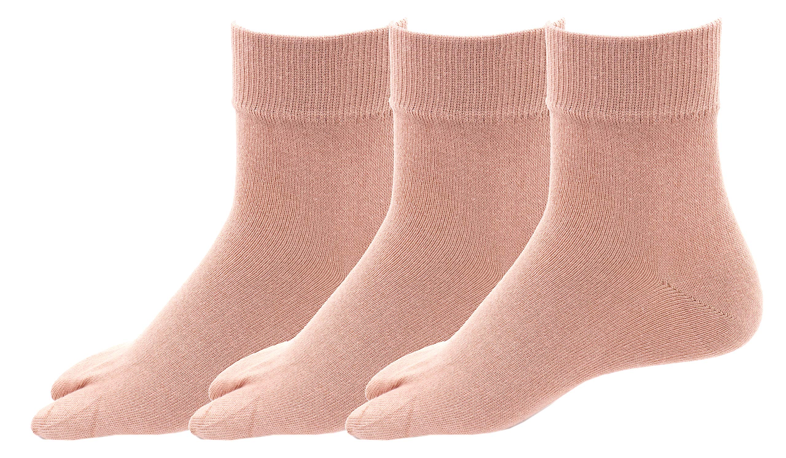 Women Ankle Length Skin Color Thumb Cotton Socks (pack of 3 pairs)-image-29