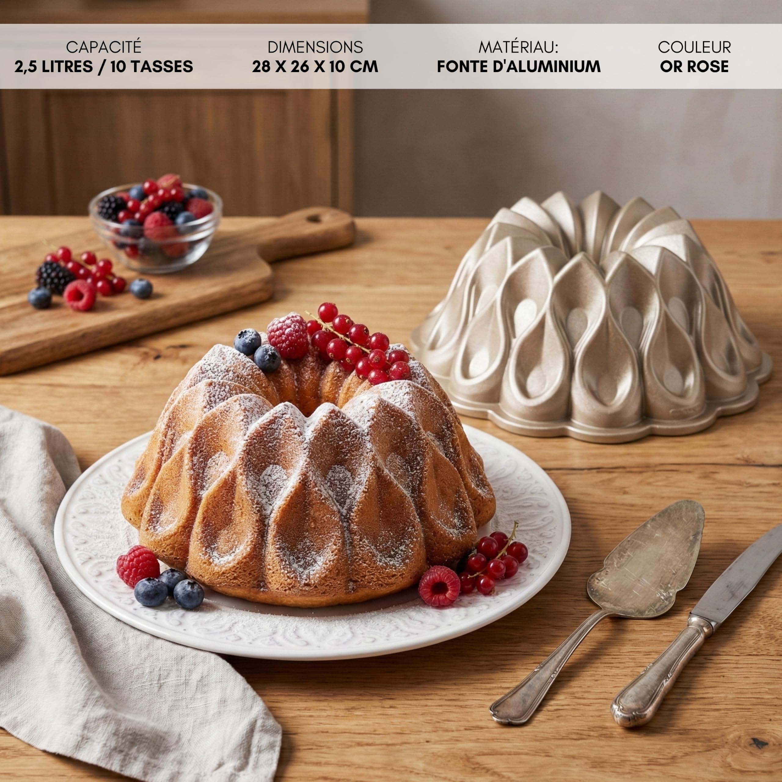 Erreke Moule à Gâteau avec Double Revêtement Antiadhésif, Blaze | Moule Kouglof. Moule Gateau. Moule à Tarte. Aluminium Moulé Résistant. Savarin Cuisson Uniforme. Pour Pâtisserie Maison
