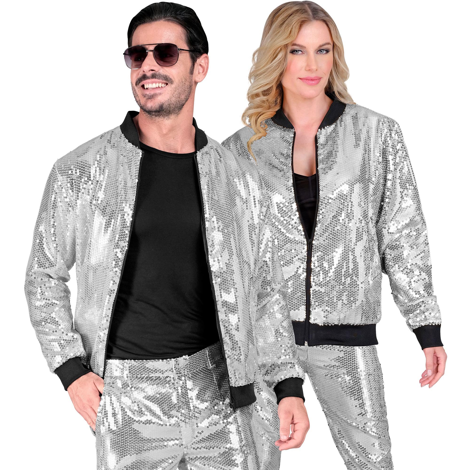 W WIDMANN MILANO Party Fashion - Cekinowa kurtka bomberka dla dorosłych, kostium na festiwal i karnawał