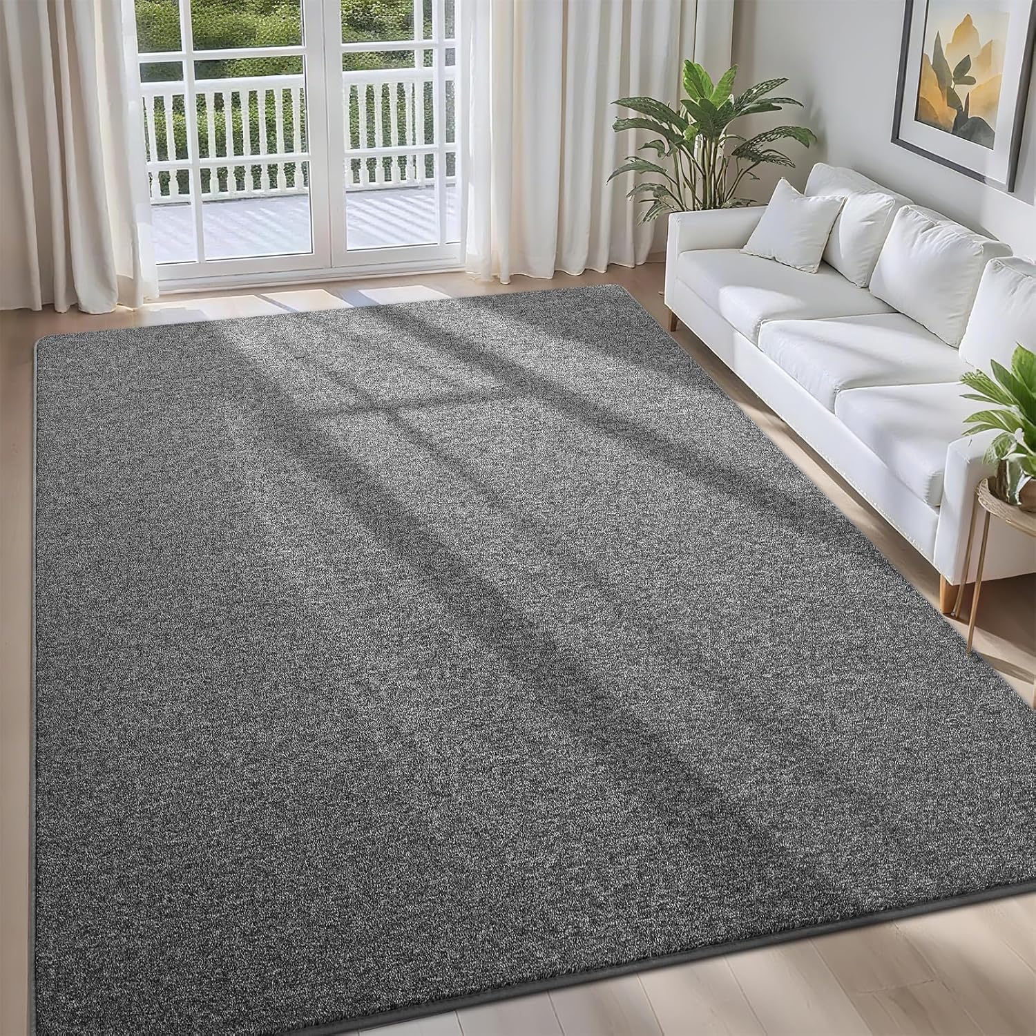 5x7 Area Rugs for Bedroom Living Room, Dark Grey Soft Low-Pile Modern Indoor Thickened Memory Foam Non-Slip Washable Carpets for Kids Dorm Home Decor Rug - Image 2