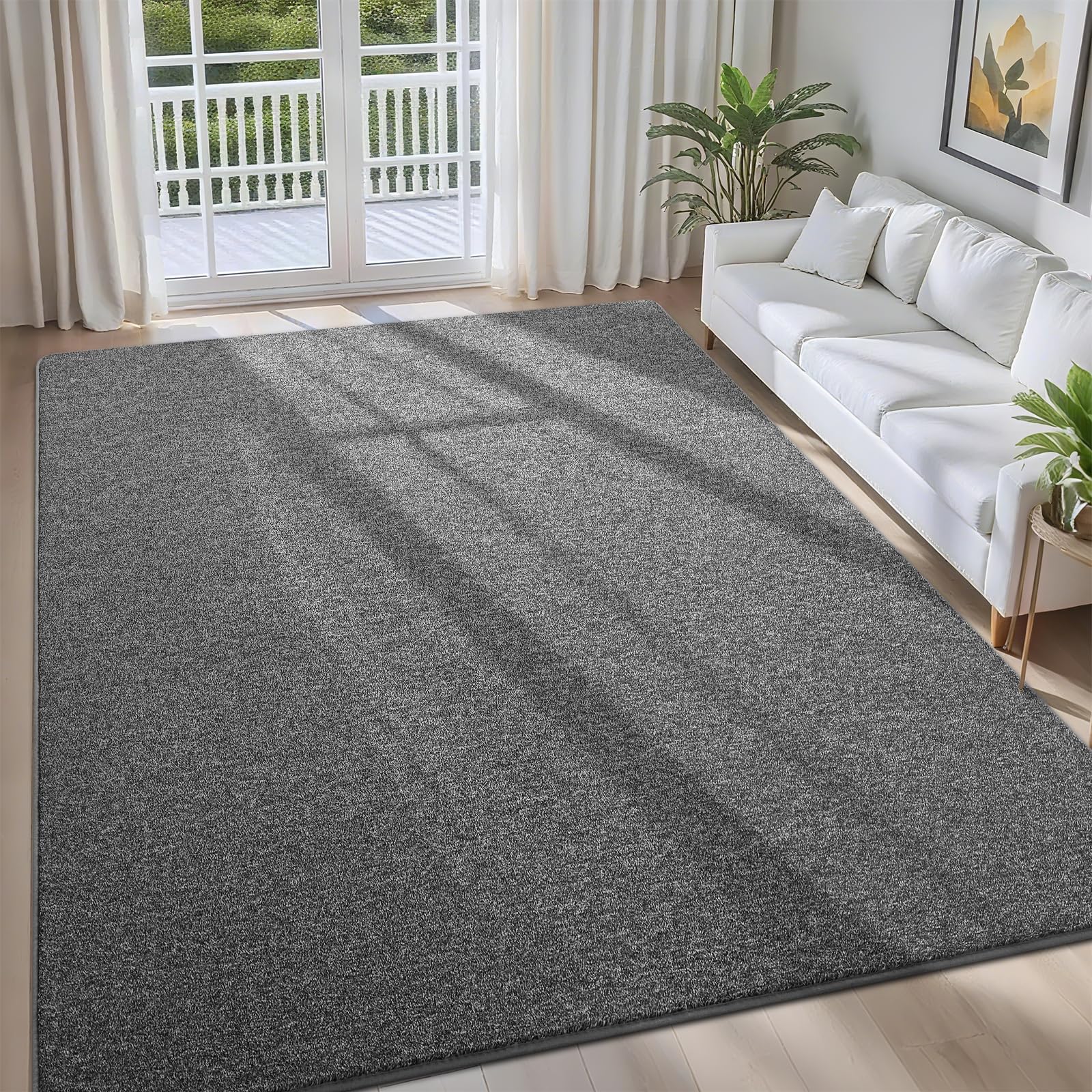 FALARK 4x6 Area Rugs for Bedroom Living Room Dark Grey Soft Low-Pile Modern Indoor Thickened Memory Foam Non-Slip