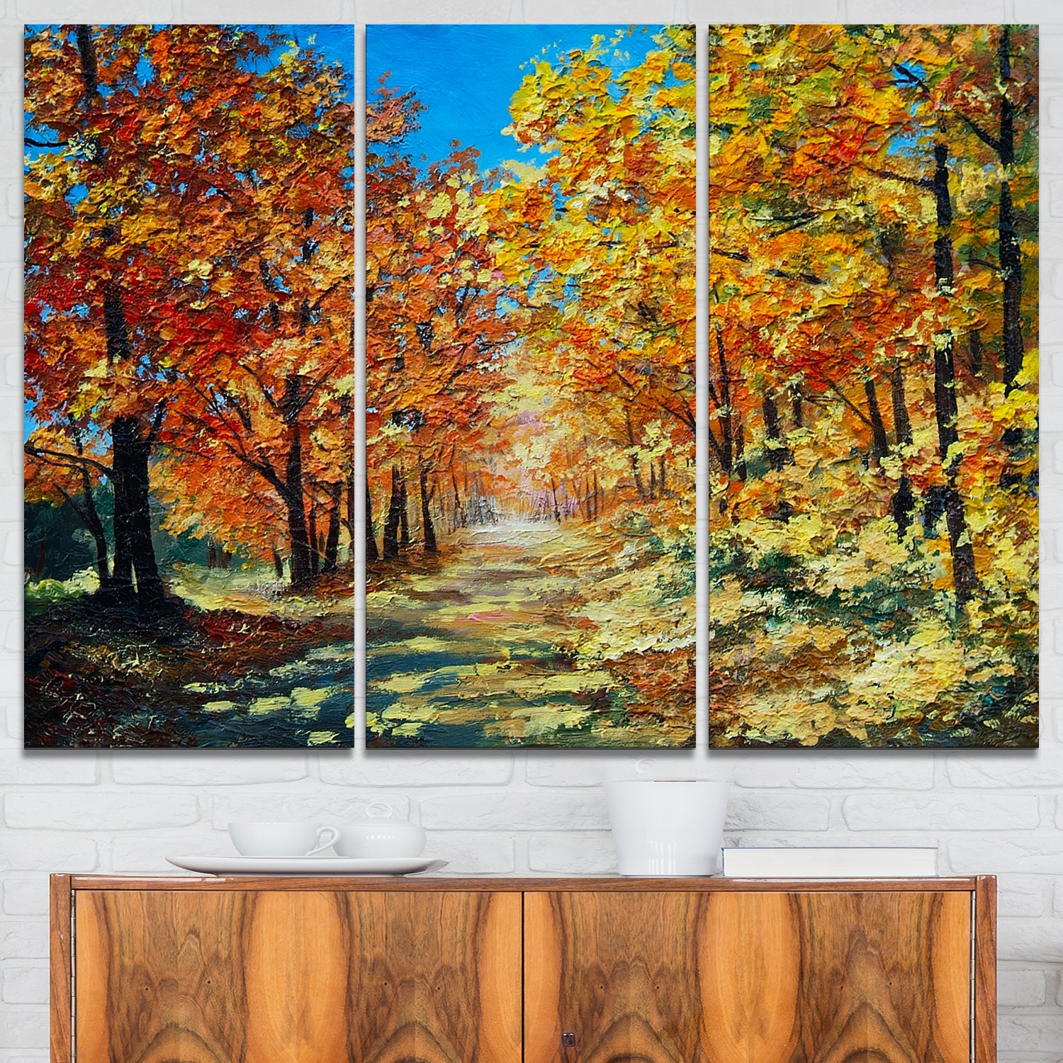 Amazon.co.jp: Bright Day in Autumn Forest Landscapeアートプリント