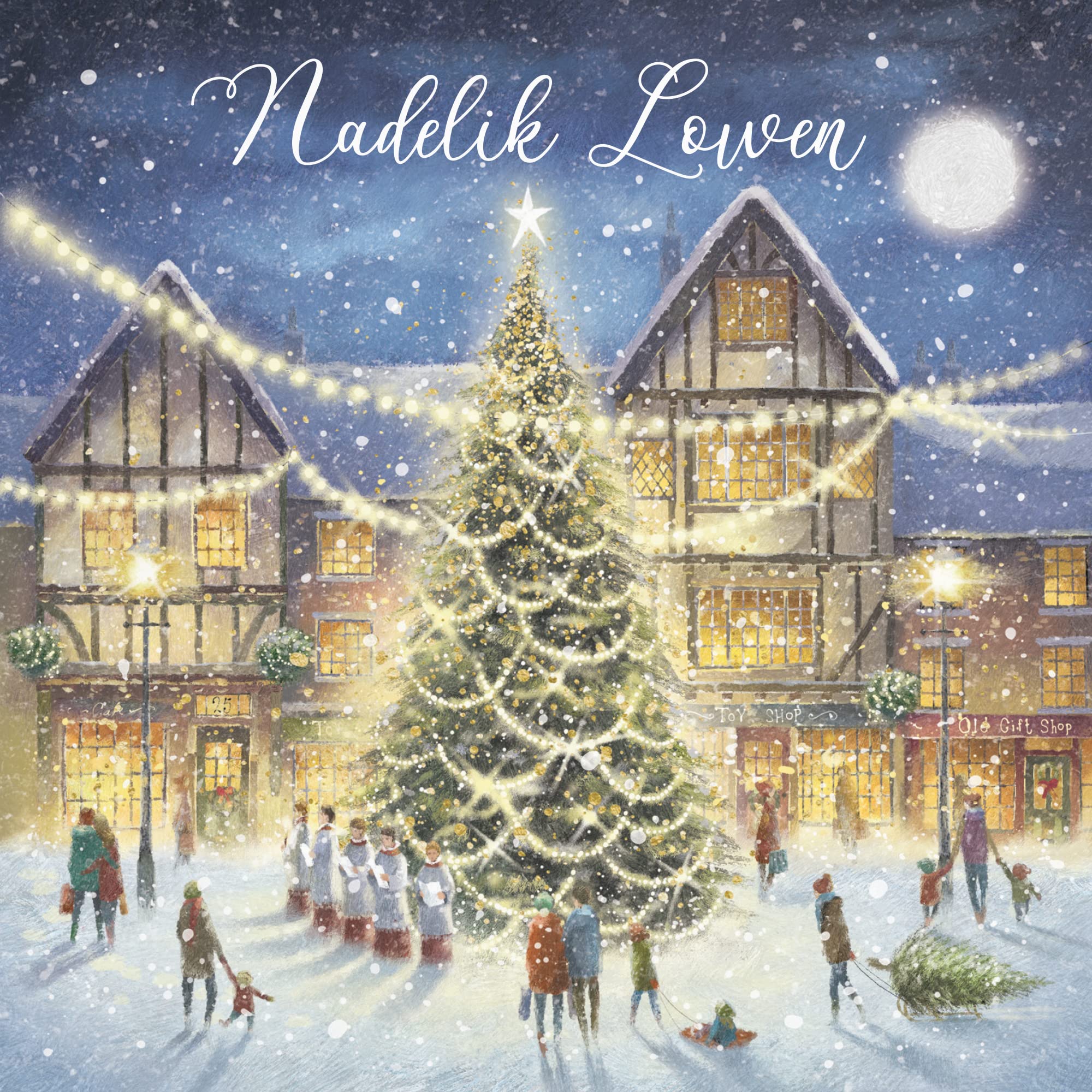 Hunts England, Luxury Individual Cornish Christmas Card For Men Or Women, Nadelik Lowen, 'Christmas Eve' - Image 2