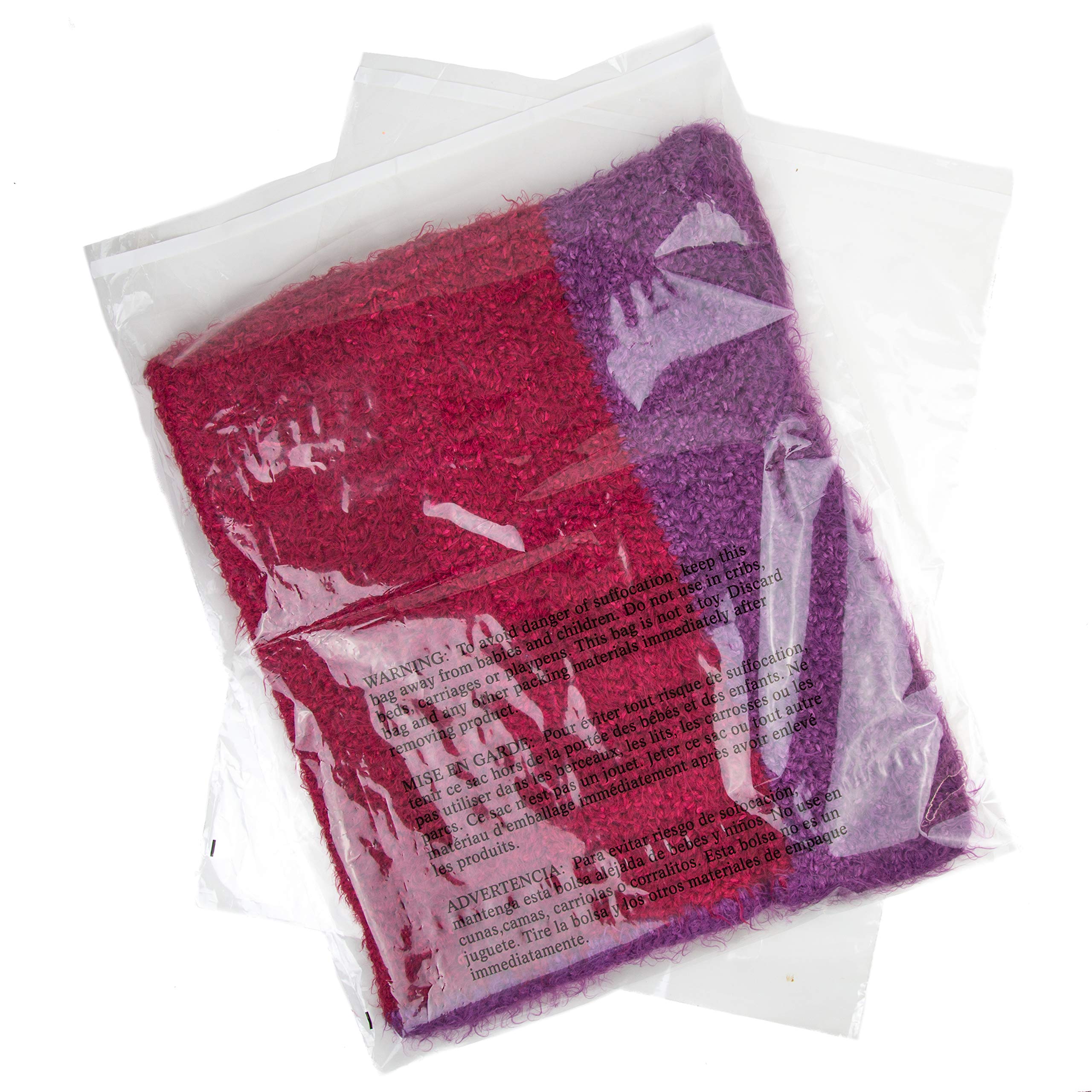 Poly Bags with Suffocation Warning - 20x24 Resealable - 100 Pack - Clear Poly Bags - Retail Supply Co