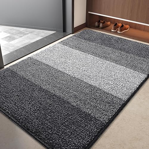 Vista 68 de Kitinjoy Tapete para puerta de interior y exterior, 48 x 32 pulgadas, antideslizante, absorbente, atrapador de suciedad, de perfil bajo, lavable