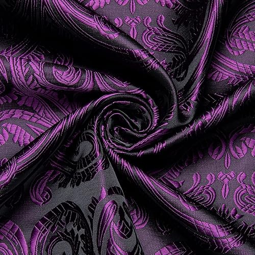 Miniatura 7 de DiBanGu Mens Shirt,Silk Long Sleeve Button Down Paisley Dress Shirts for Men Party Wedding