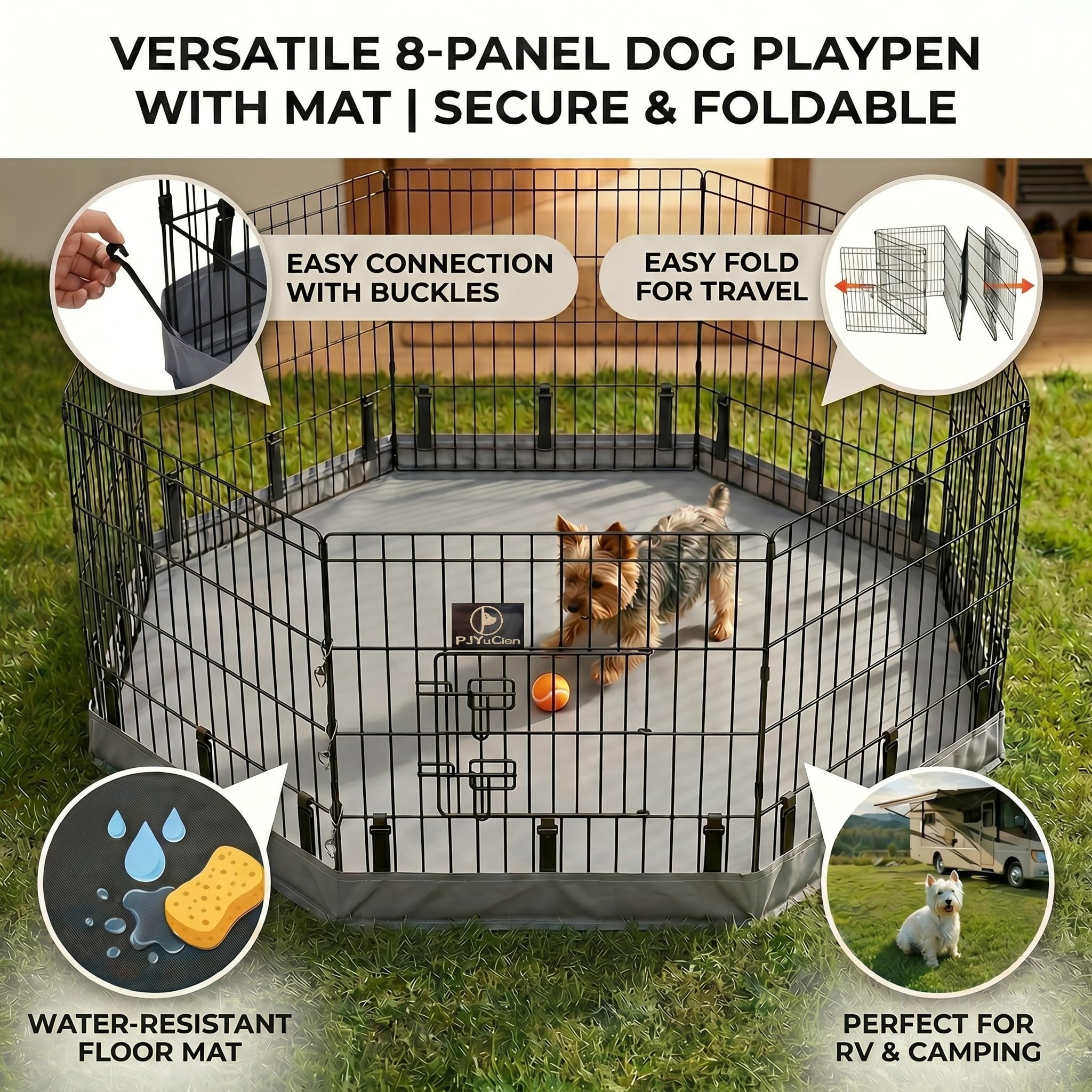 Amazon.co.jp: PJYuCien 犬用プレイサークル、8パネル高さ24インチ犬用