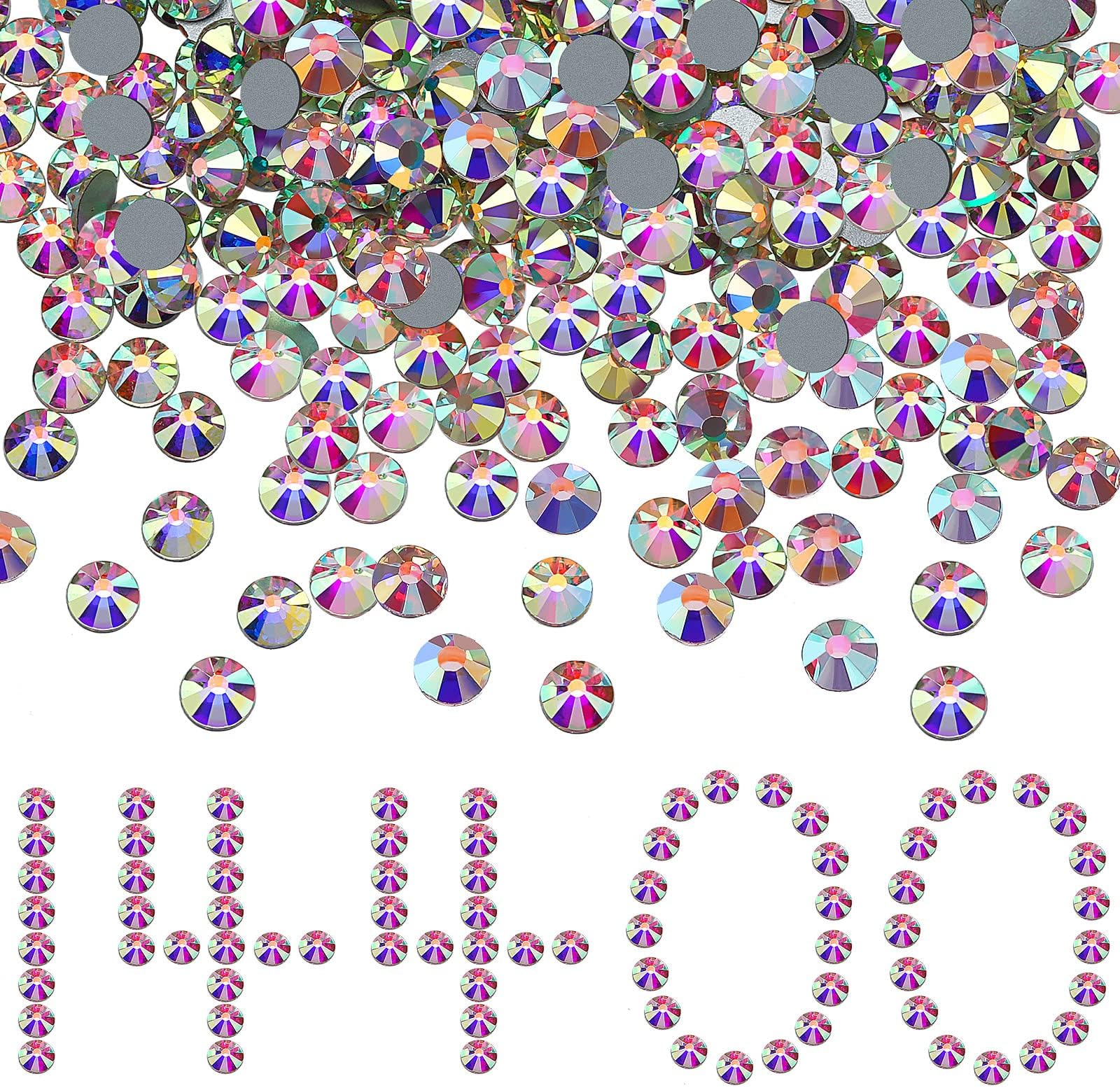 Cindeer 14400 Pcs Hotfix Crystal Rhinestones - Large Quantity Glass Flatback Round Gems for Clothes, Shoes, DIY Crafts Supplies (Crystal AB, SS10)