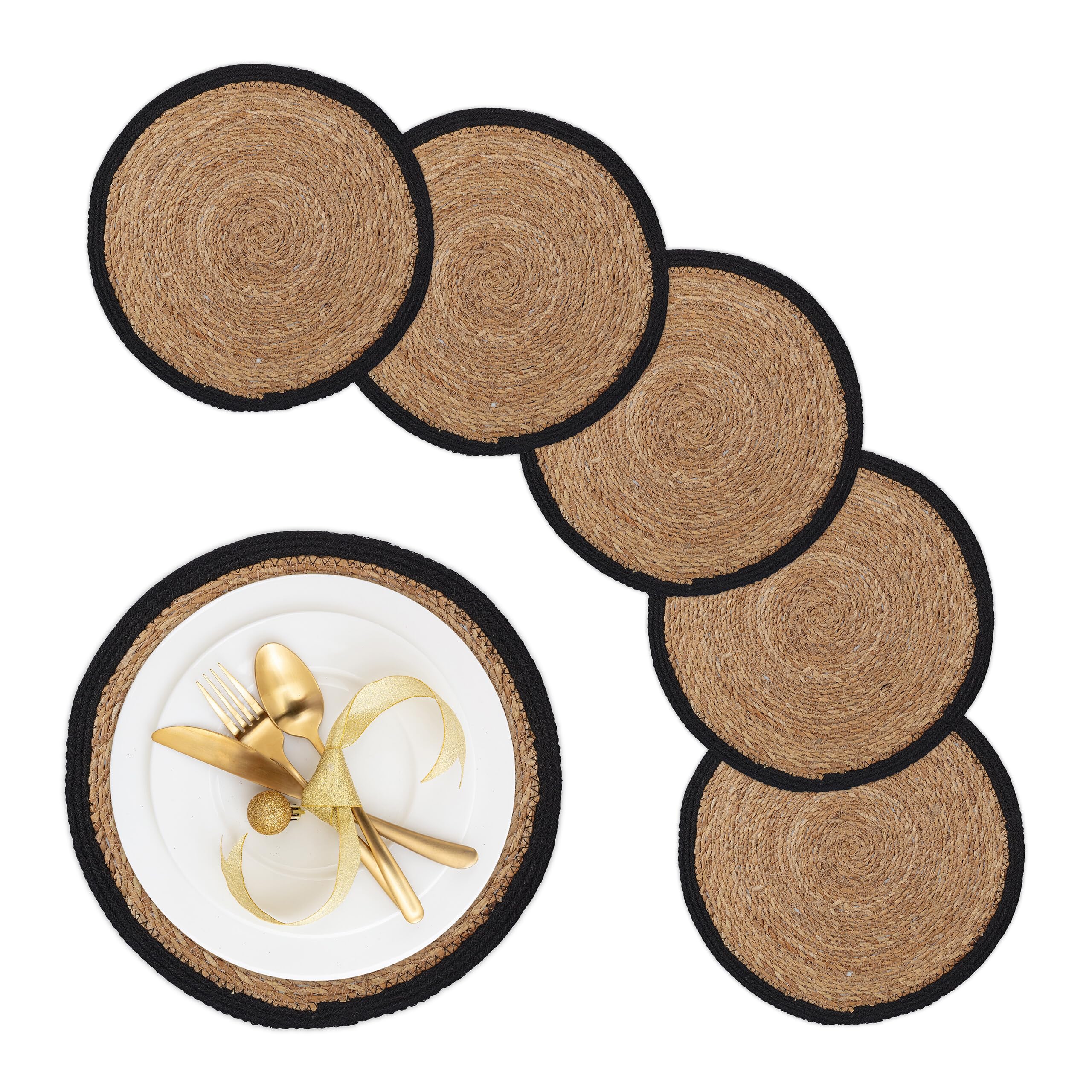 Set de table tressé eichhornia haut de gamme Relaxdays dessous de table 37cm bicolore