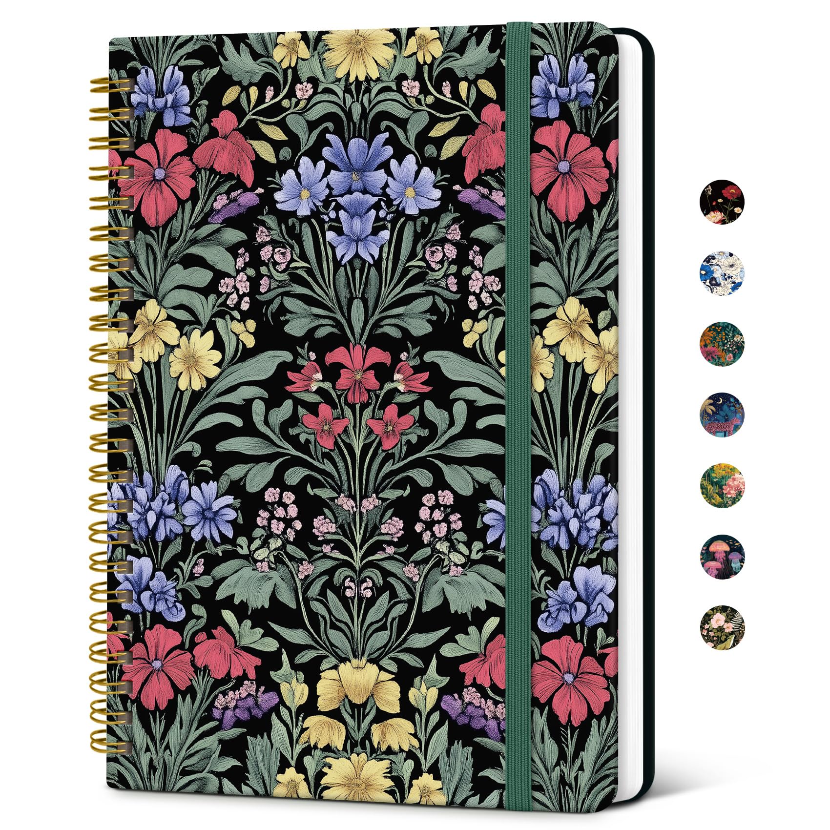 Taja Lined Spiral Journal Notebook for Women, A5 Cute College Ruled Hardcover Notebook for Work & Note Taking, Pretty Journal for Writing, 140 Pages, Symmetrical Tapestry