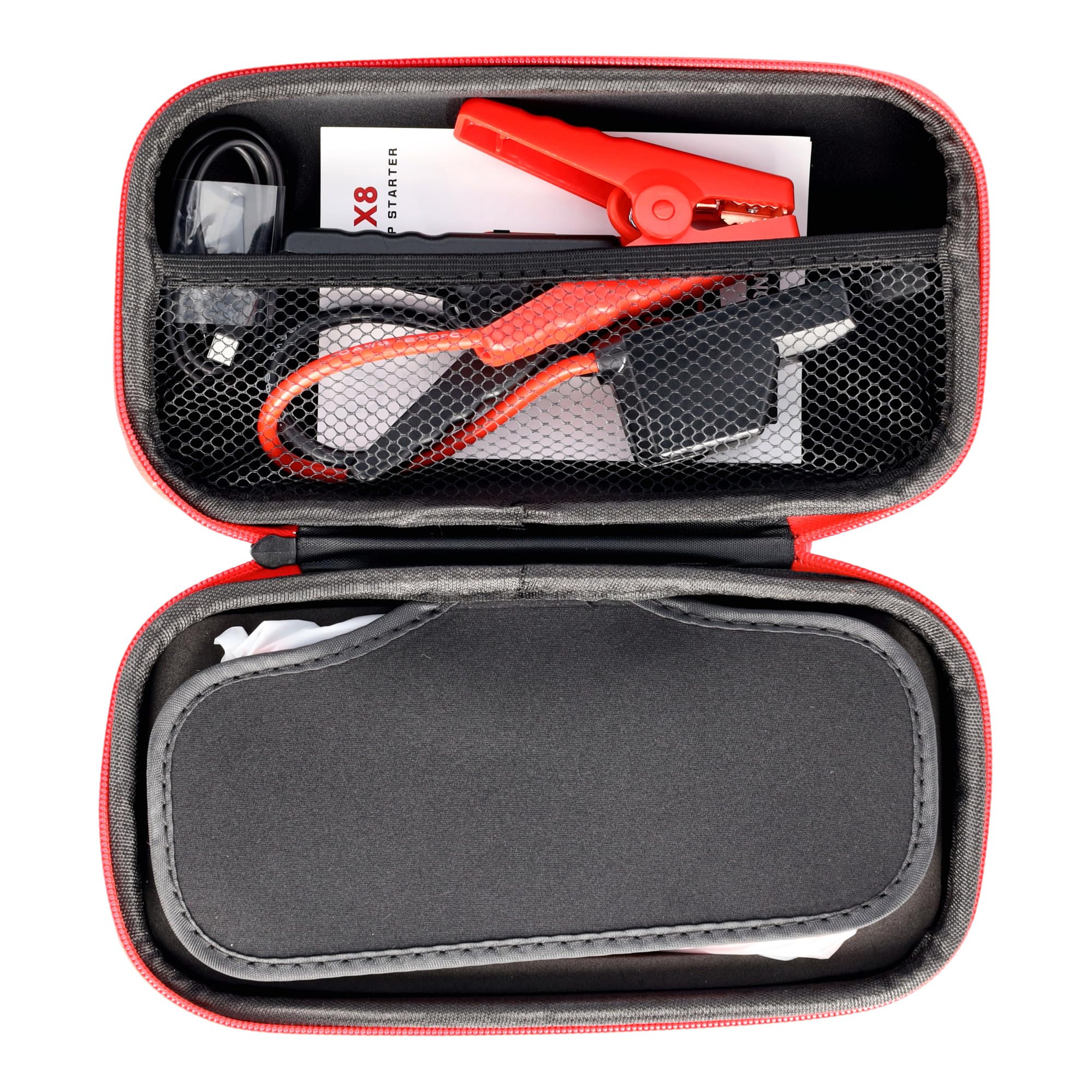 Jandei - Arrancador de Coches Portátil 1500A Pico 12000mAh 12V, para Gasolina 5.0L o Diésel 3.0L, con Cargador Inalámbrico
