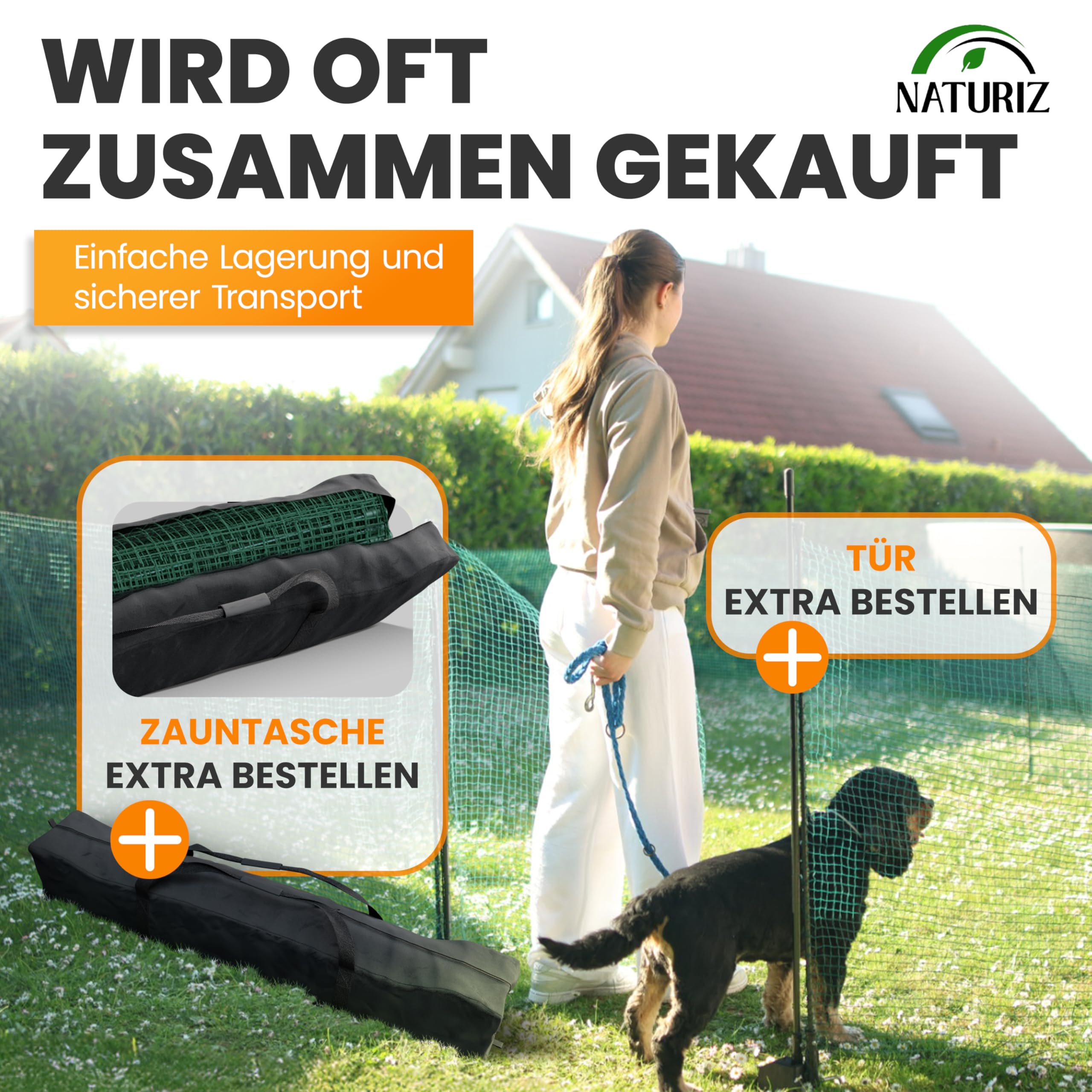 NATURIZ® Weidezaun mobiler Hundezaun 15m 90cm hoch extrem stabil