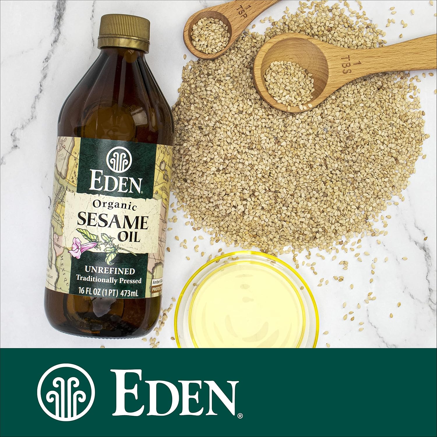 Eden Organic Sesame Oil, 16 fl oz Amber Glass, Extra Virgin, Unrefined, Cold Pressed image 5