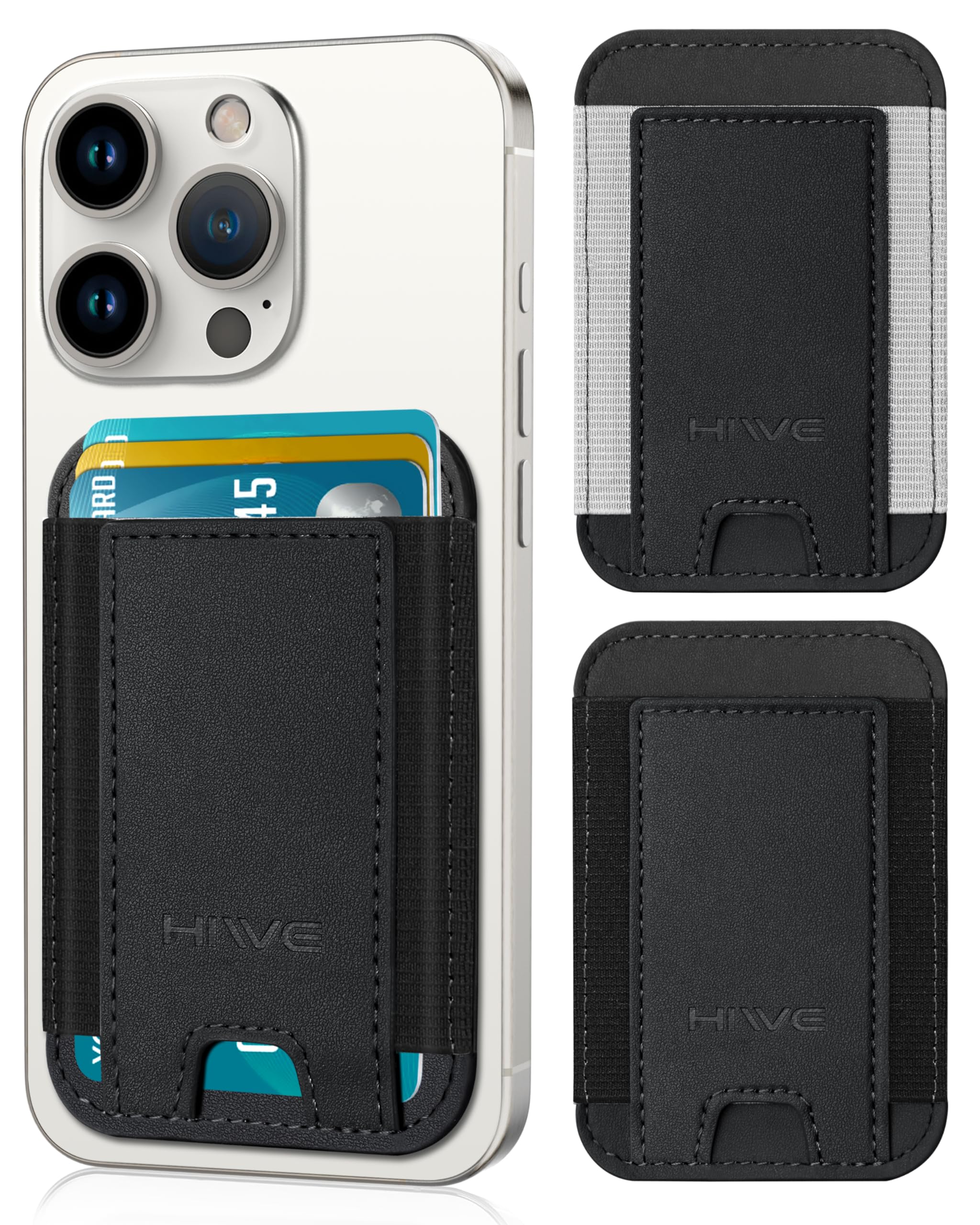 2-pak etui na karty do etui na telefon, skórzany portfel na telefon przyklejany, najmocniejszy samoprzylepny portfel na telefony do iPhone'a/Androida, minimalistyczny smukły RFID, pasuje na 7 kart