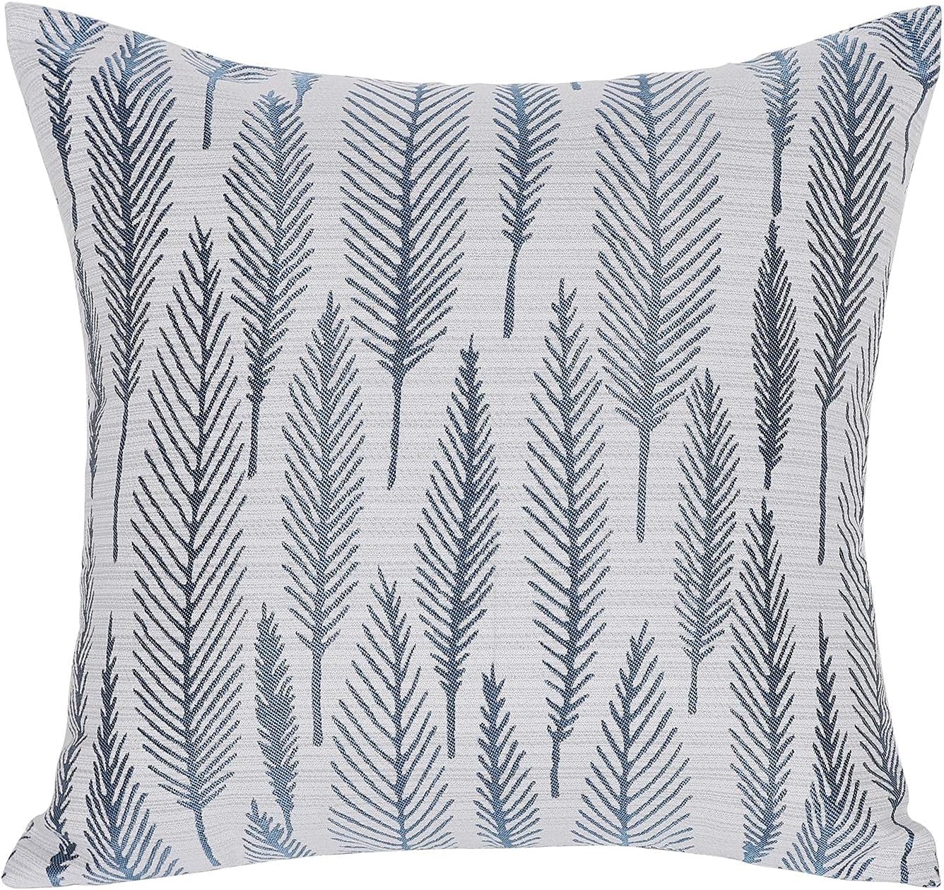 EECCA 2-Pack Microfiber Linen Textured Background Jacquard Square Throw Pillow Cover Decorative Pillow for Bedroom Living Room Cushion Cases Bed Sofa,Blue,20x20 Inches
